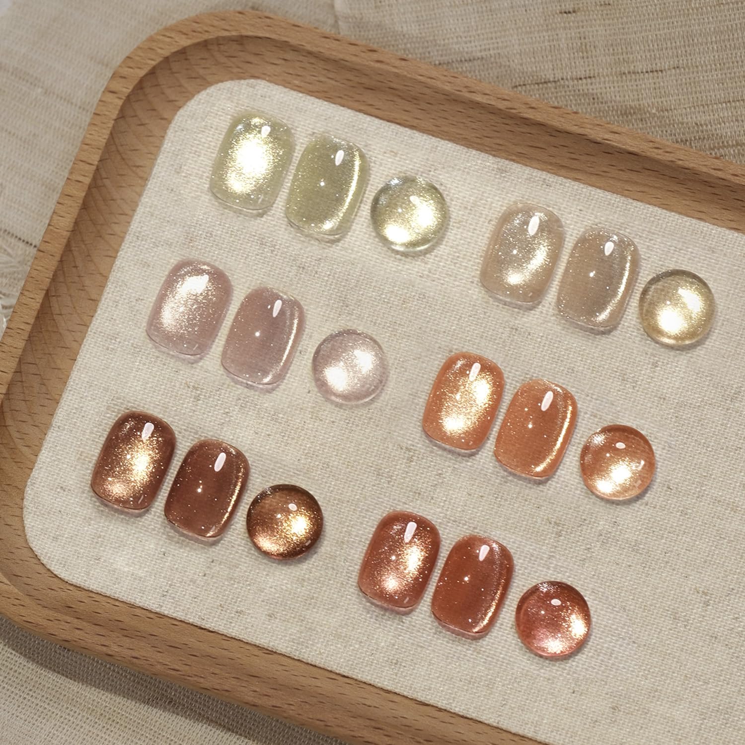 GAOY Glitter Cat Eye Gel Nail Polish Set with Magnet, Sliver, Brown, Pink, Coral Holographic Cat Eye, Salon Gel Manicure and Nail Art DIY at Home, Sunshine