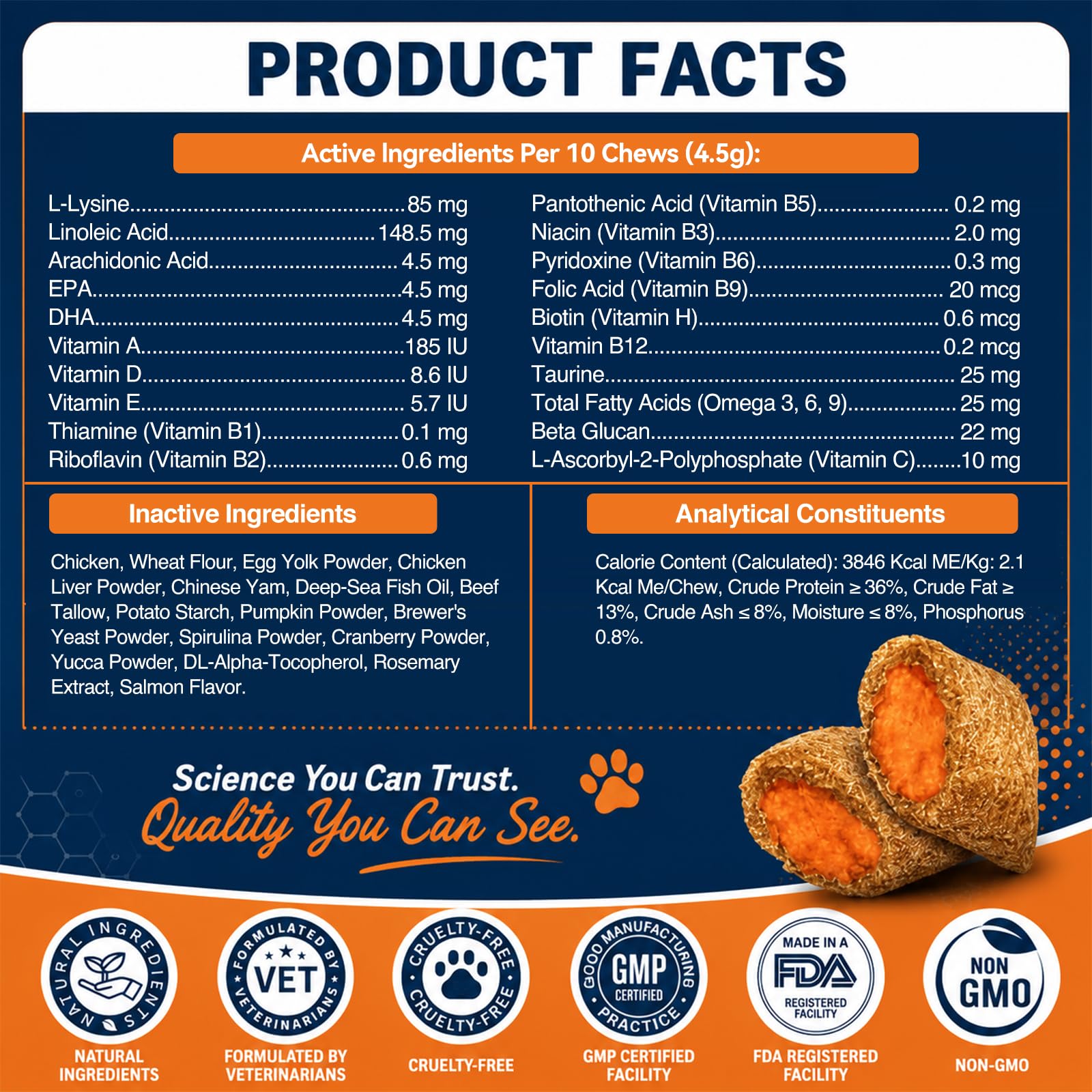 L-Lysine for Cats, 600Ct Immune Support Cat Treats & Vitamins — Amazon image 8