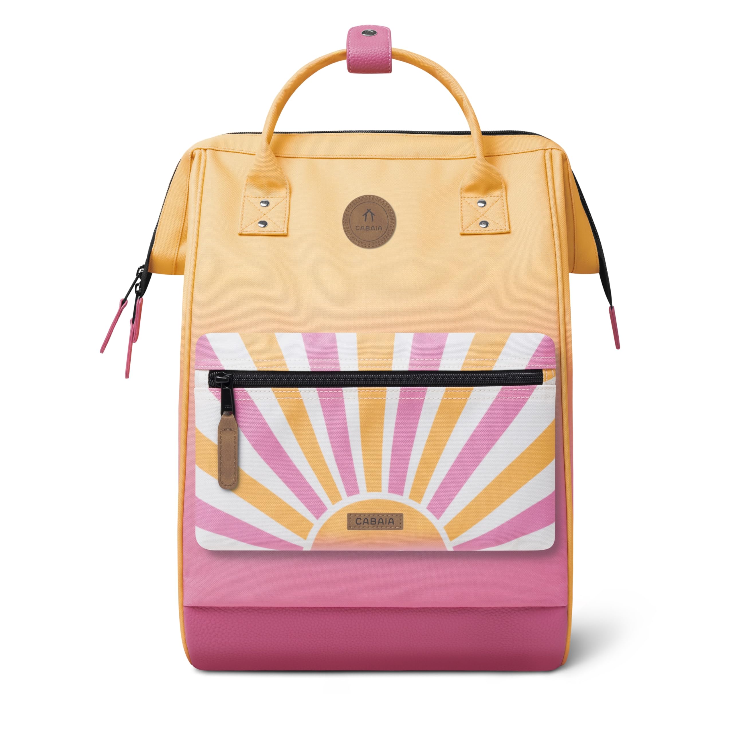 CABAIA - Sac à Dos Adventurer Cabourg - Large 23L - Déperlant - Compartiment Ordinateur Portable 15" - 2 Poches - Certifié Vegan - Sac Voyage, Affaires, École pour Homme et Femme - Rose