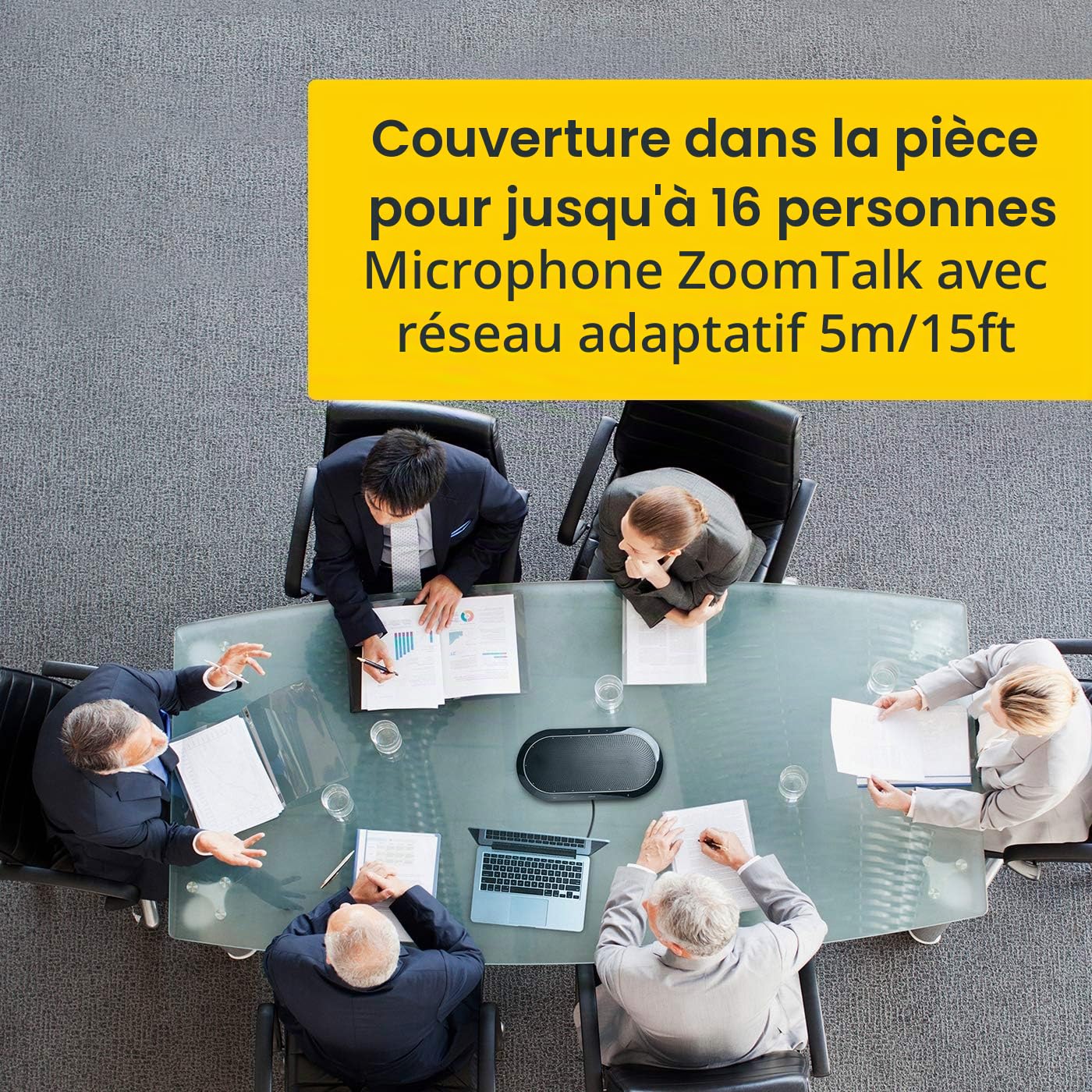 Jabra Speak 810 Enceinte pour Conférence Microsoft pour Grandes Réunions avec Adaptateur Bluetooth et Câble USB-A Intégré – Compatible avec Ordinateurs Portables, Smartphones et Tablettes