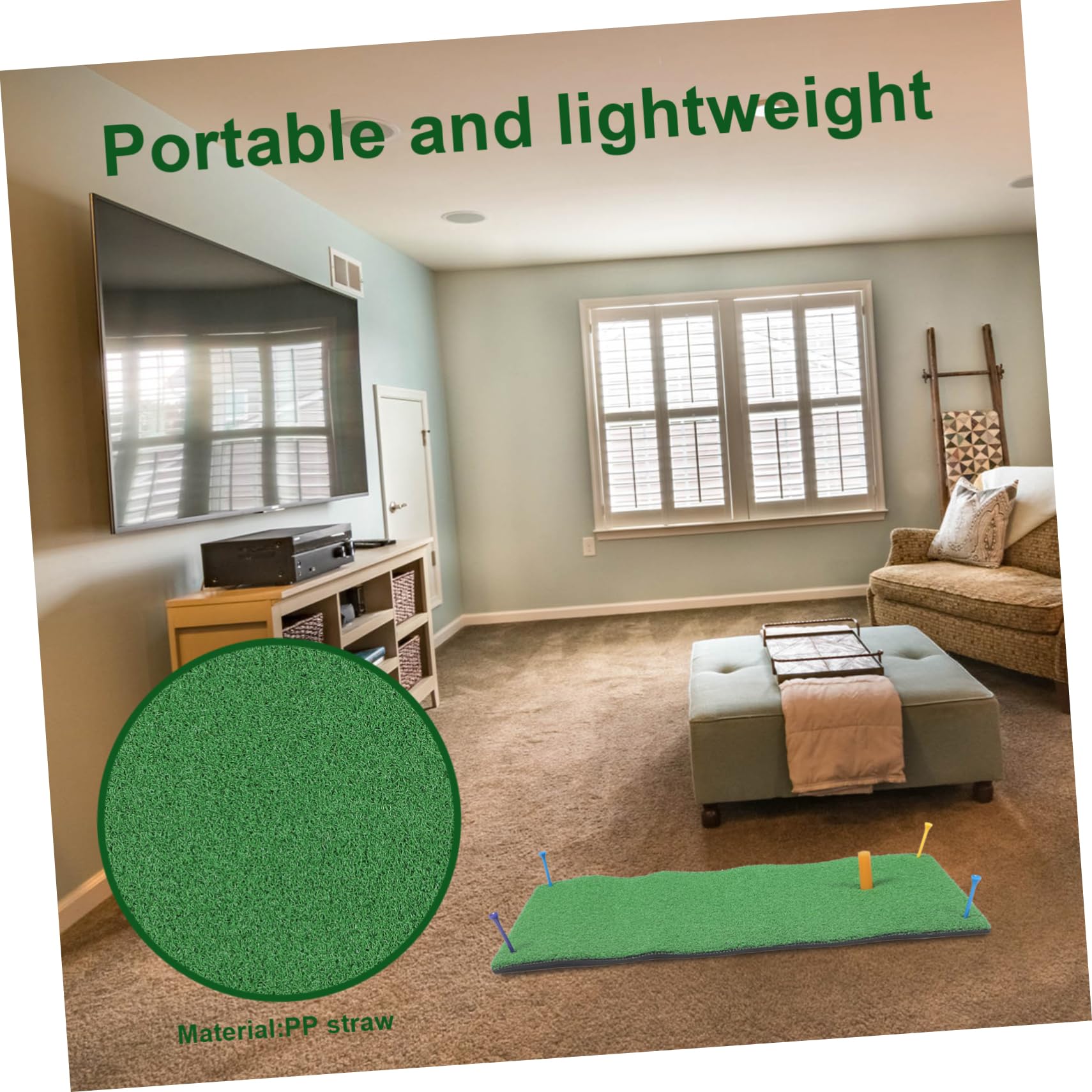 GALPADA 1Set Portable Golf Training Mat Artificial Turf for Indoor Practice Durable Golf Hitting Mat for Beginners and Professionals for Family and Friends Games