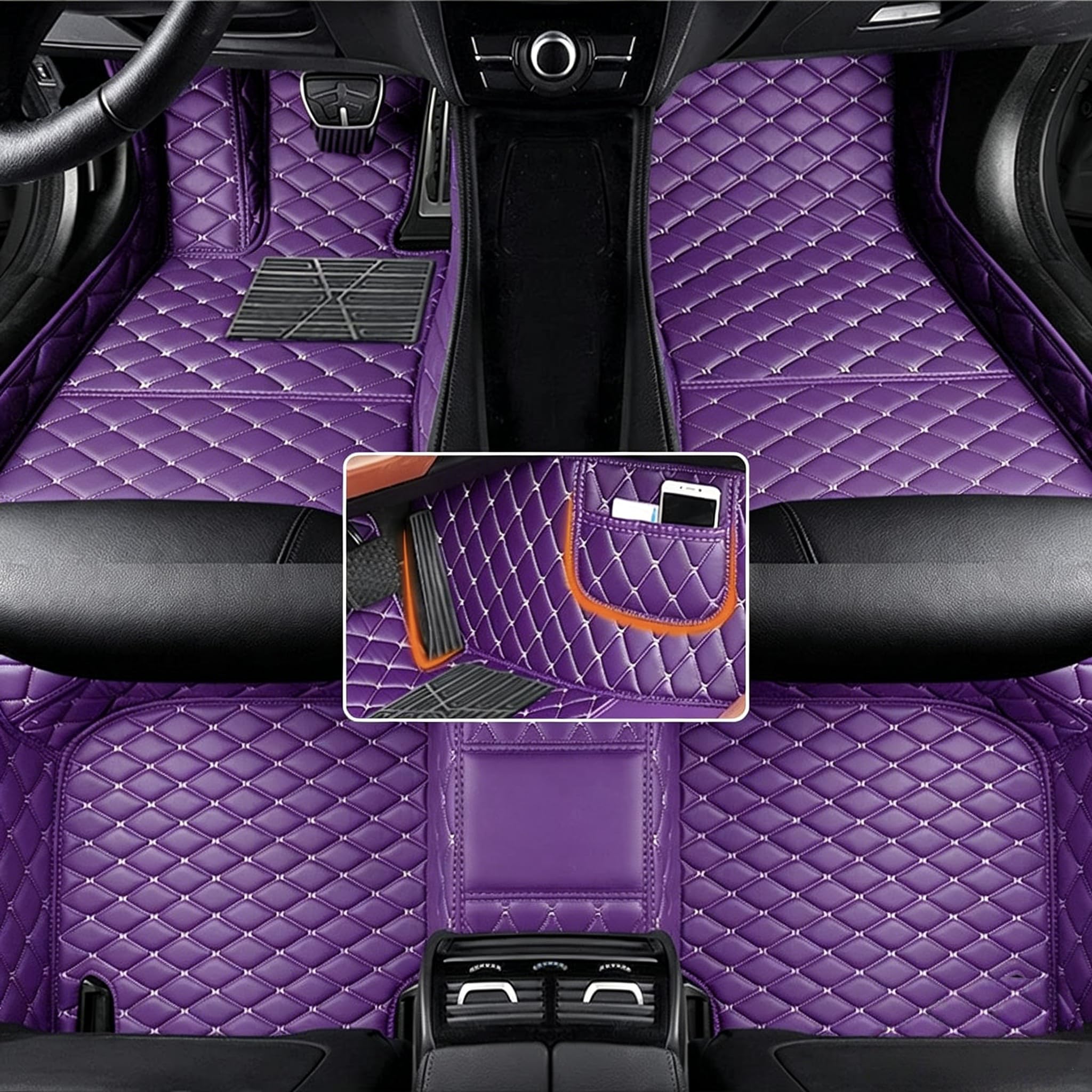 Tapis de Voiture sur Mesure pour 98% Voiture pour Voitures, cabriolets, camions, Vans, SUV Imperméable et antidérapant Violet
