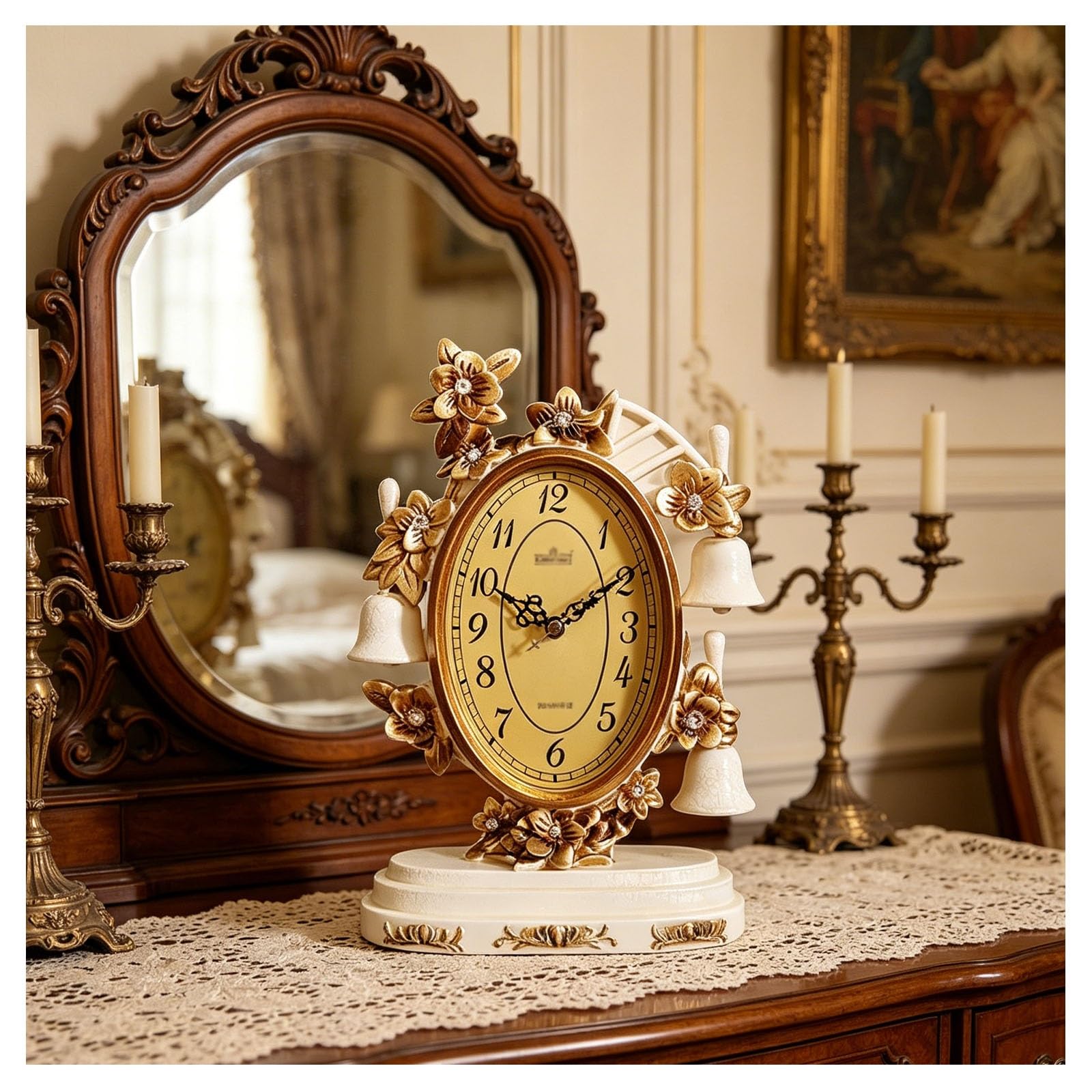 Vintage Kaminuhr, antike, batteriebetriebene Heimdekoration