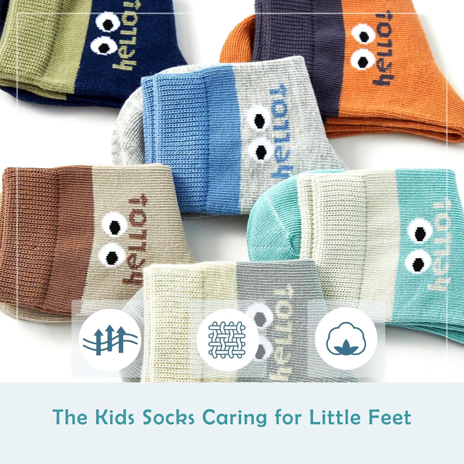 Boys Seamless Toe Socks Kids Cotton Crew Socks Colorful Quarter Socks - Image 5