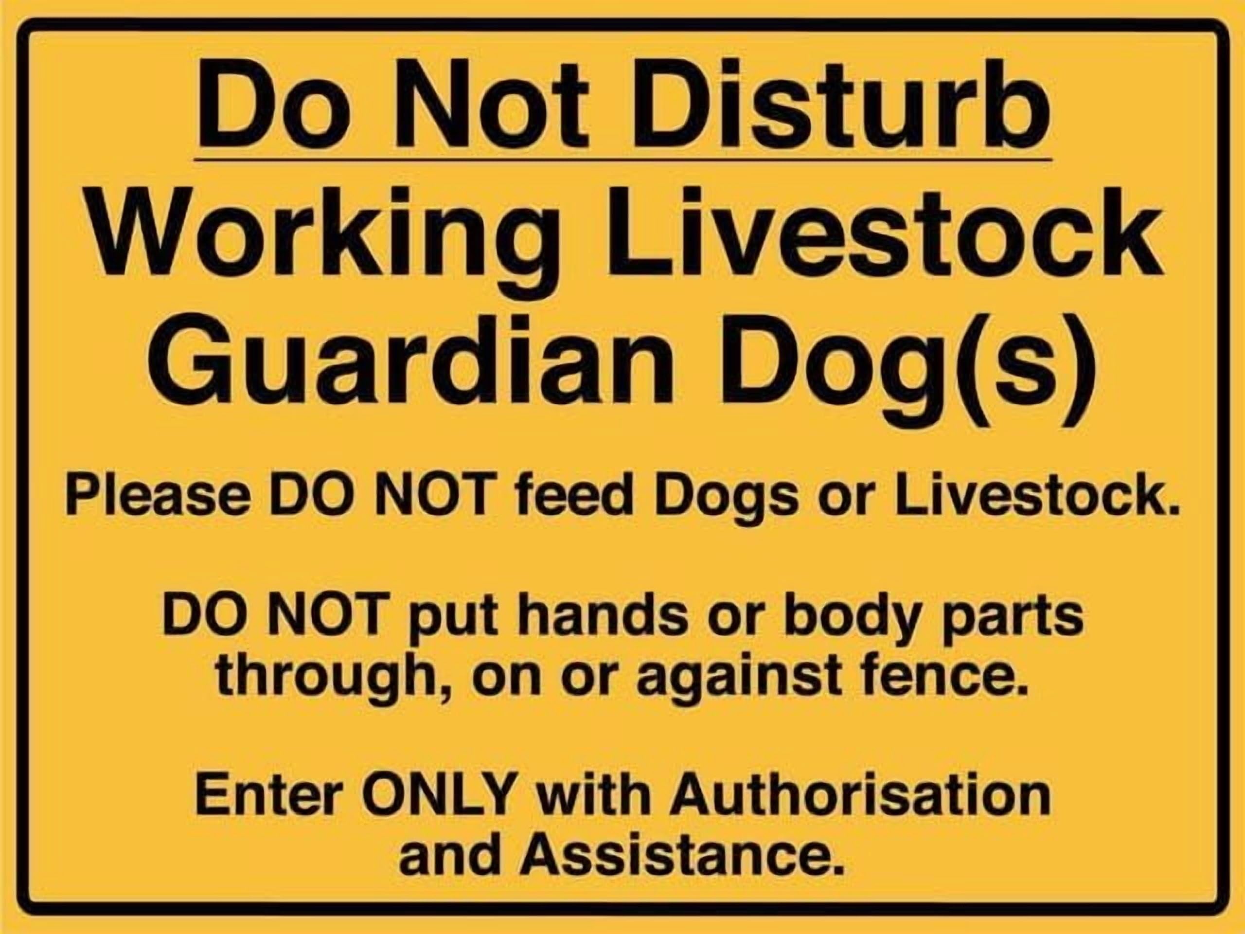(2-Pack) Metal Tin Sign Do Not Disturb Working Livestock Guardian Dog Sign Restriction Alert Attention Caution Warning Notice 8"X12" Sign Plate