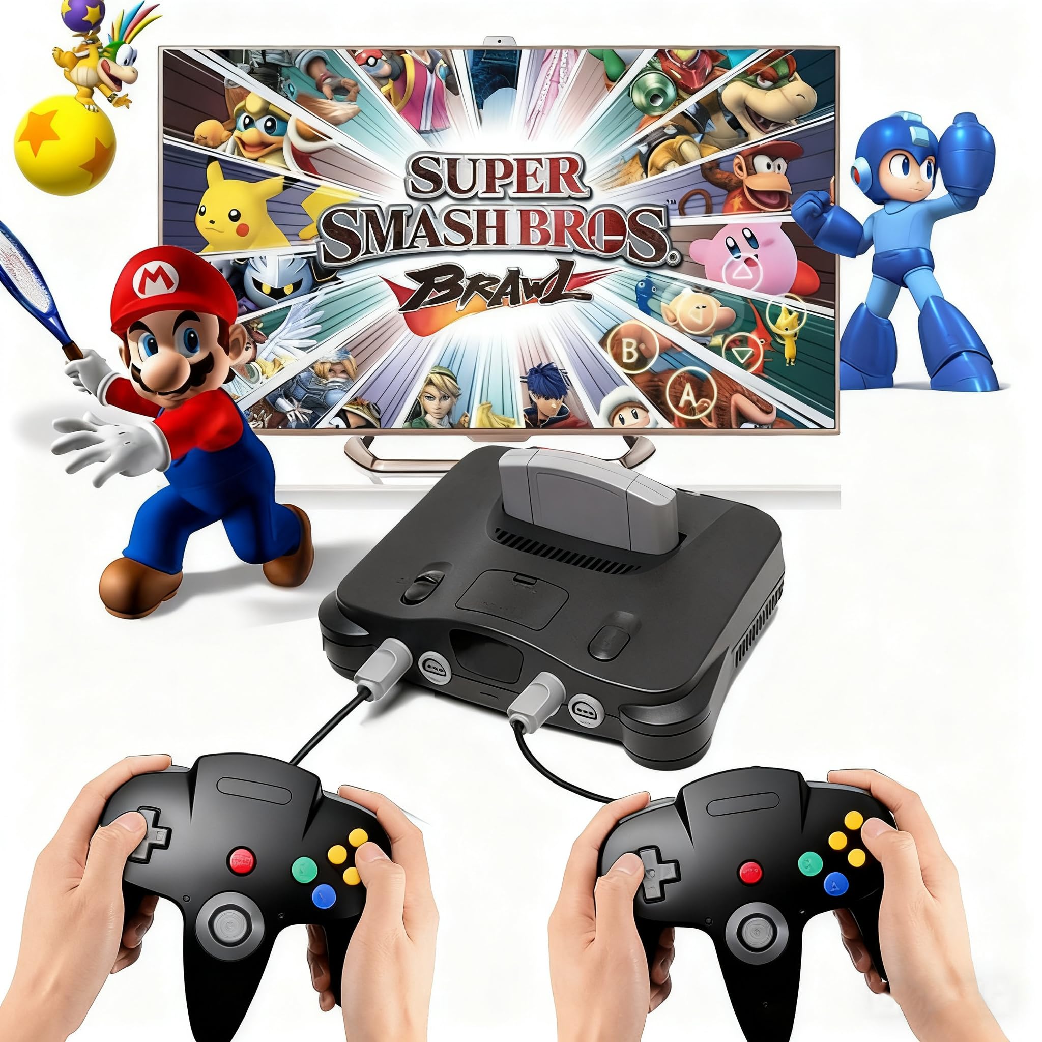 miadore Mando clásico N64 compatible con consola N64,Plug & Play (negro) | Mando retro con joystick mejorado (No es la versión para PC USB)