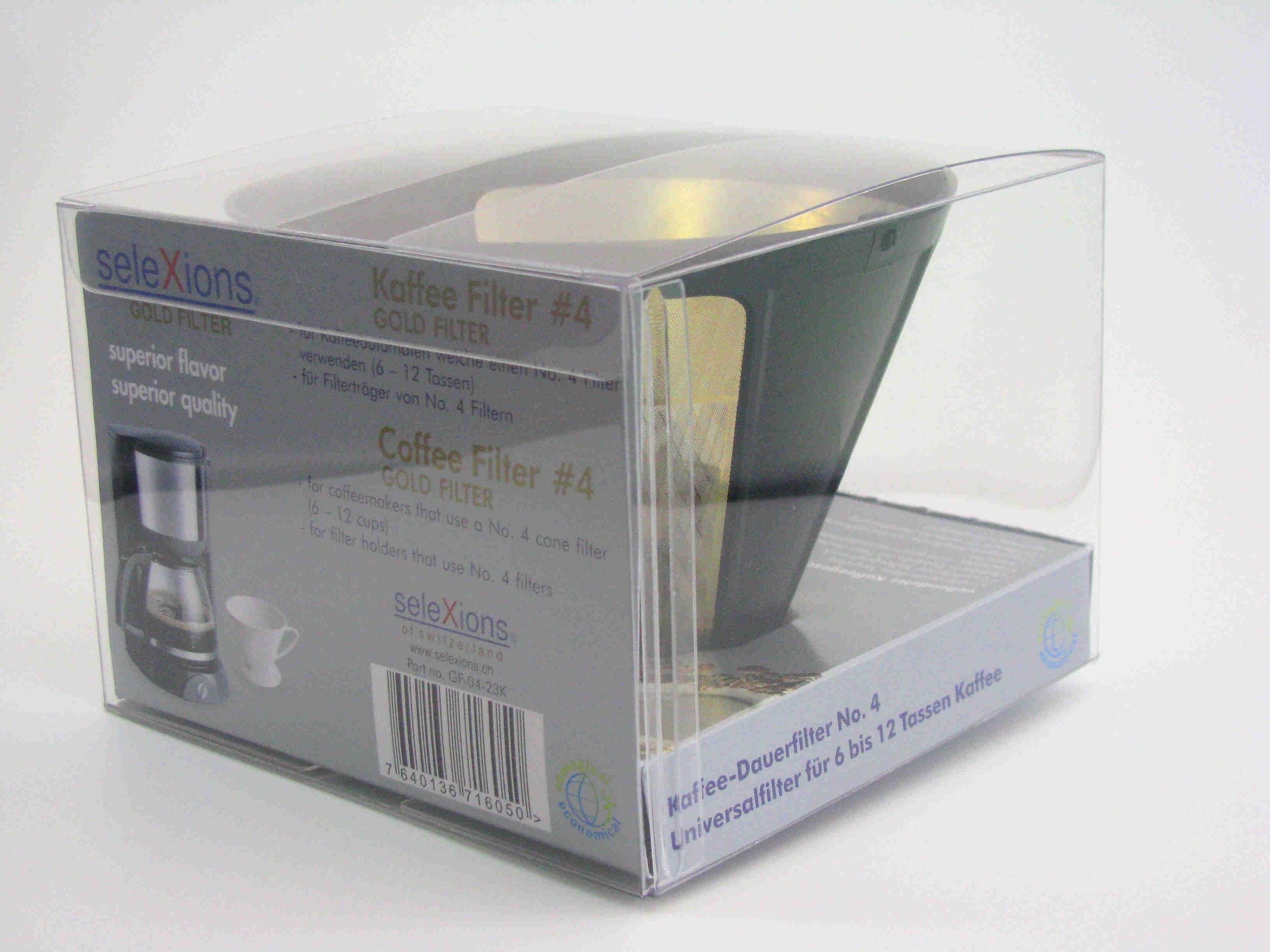 GF2S Goldfilter klein 2-6 Tassen mit antihaft Titanhartschicht, mit Skalierung 2-6 T