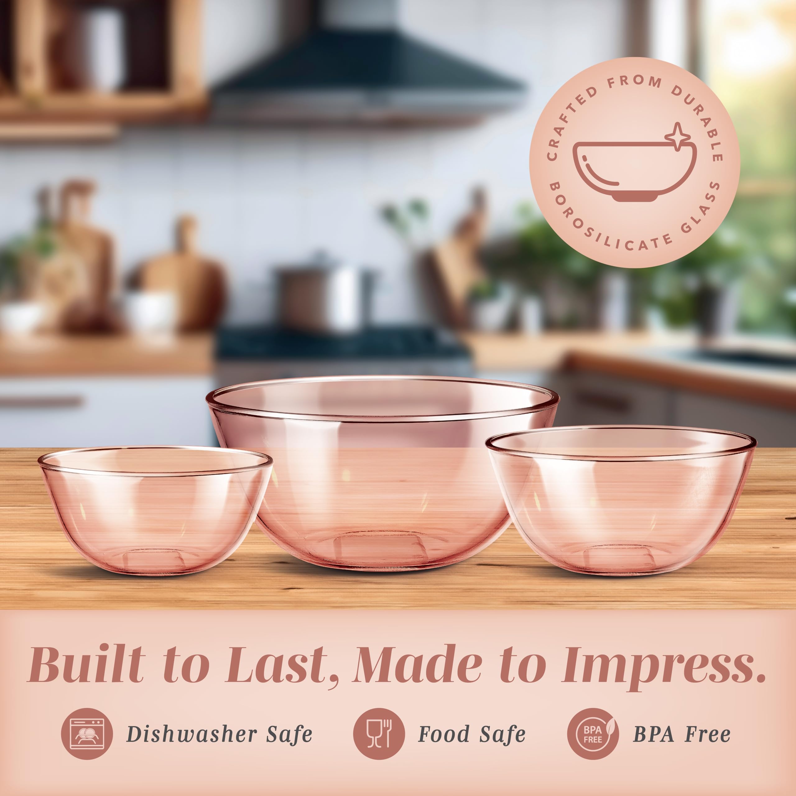 Amazon.com | COOK WITH COLOR 12 Pc Glass Mixing Bowl Set with Lids   Borosilicate Glass Nesting Bowls for Cooking, Baking and Meal Prep, Colored  Pink: Centerpiece Bowls