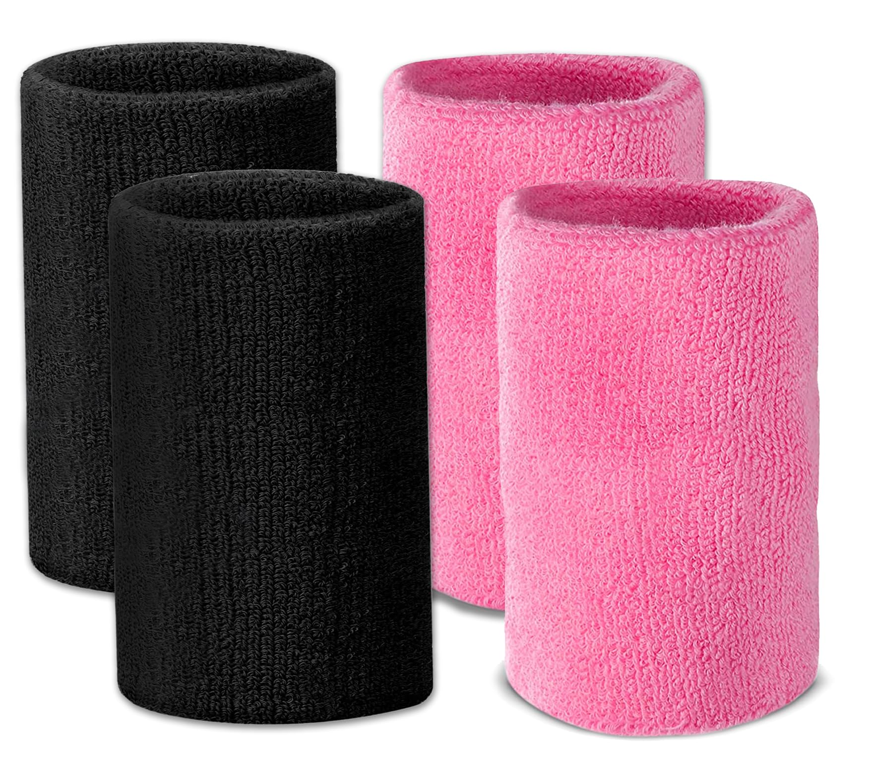 Toyshine Thick Cotton Wristbands (5 INCH), Athletic Sweat Bands for Sports Activities - Pack of 2 Pairs Pink/Black (SSTP) (B0C6T9MNZ3) Amazon Price History, Amazon Price Tracker