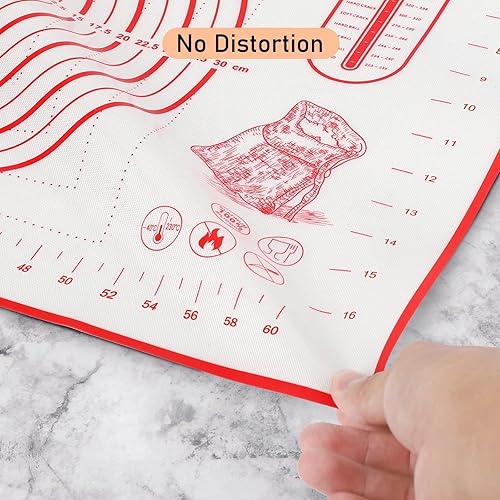 Miniatura 6 de Tapete de silicona para hornear con medidas, tapete de pastelería para desplegar masa, tapete de encimera de cocina, rojo, 20 x 28 pulgadas, tapete