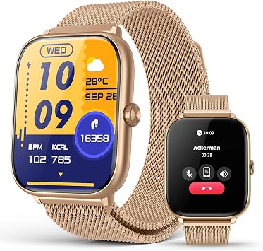 Luxury Rose Gold Smart Watch for Women with Magnetic Band, 2.06" AMOLED Display, IP68 Waterproof Fitness Tracker,118 Sports, Blood Pressure/Heart Rate/SpO2/Sleep, Gift for Her, Android iPhone