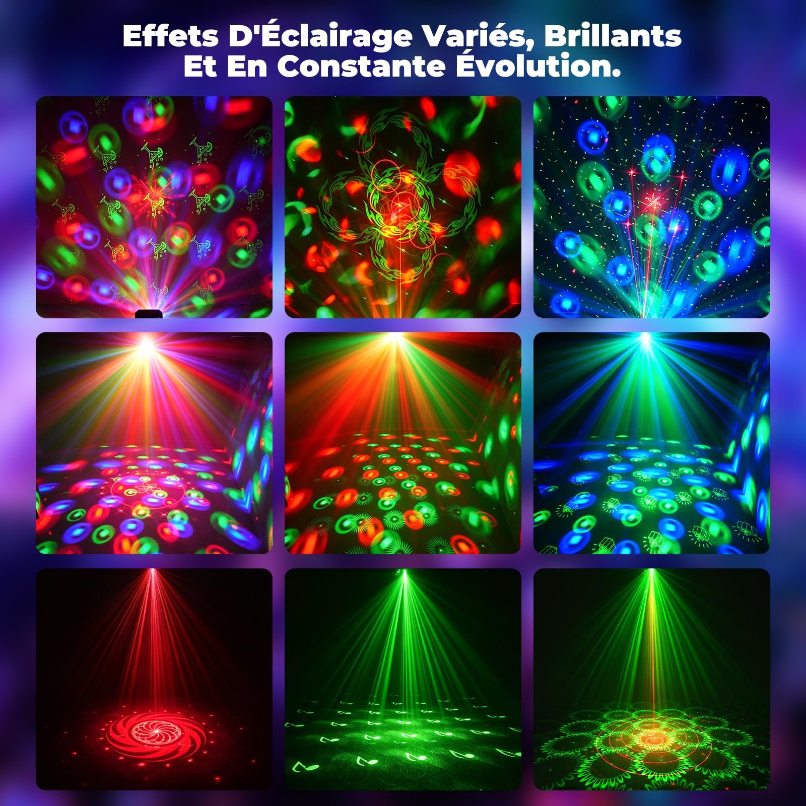 Jeux de Lumiere pour Soiree 7 en 1 avec Double Boule Disco, Lumiere DJ à Commande Musicale, Lumière UV, Jeu de Lumiere Soiree DJ LED RGB pour Club, Karaoké, Anniversaire, Halloween, Noël
