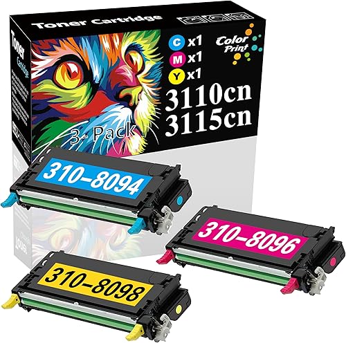 Miniatura 1 de COLOR PRINT Cartucho de tóner de repuesto compatible para Dell 3115 3110 3110CN 3115CN para impresora láser 310-8092 310-8094 310-8096 310-8098