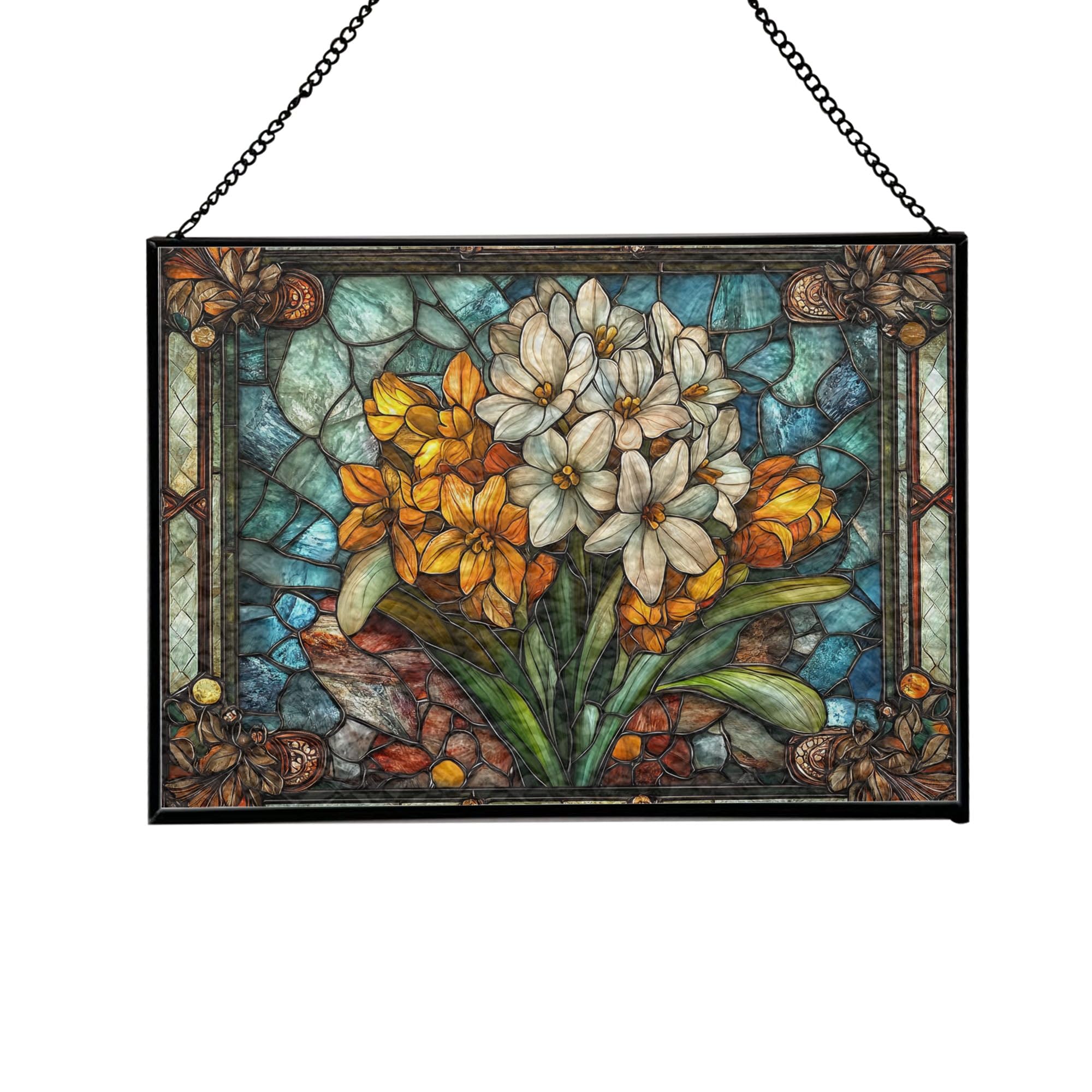 Amazon.com: Wild Hyacinth Flower Floral Stained Glass Window Panel