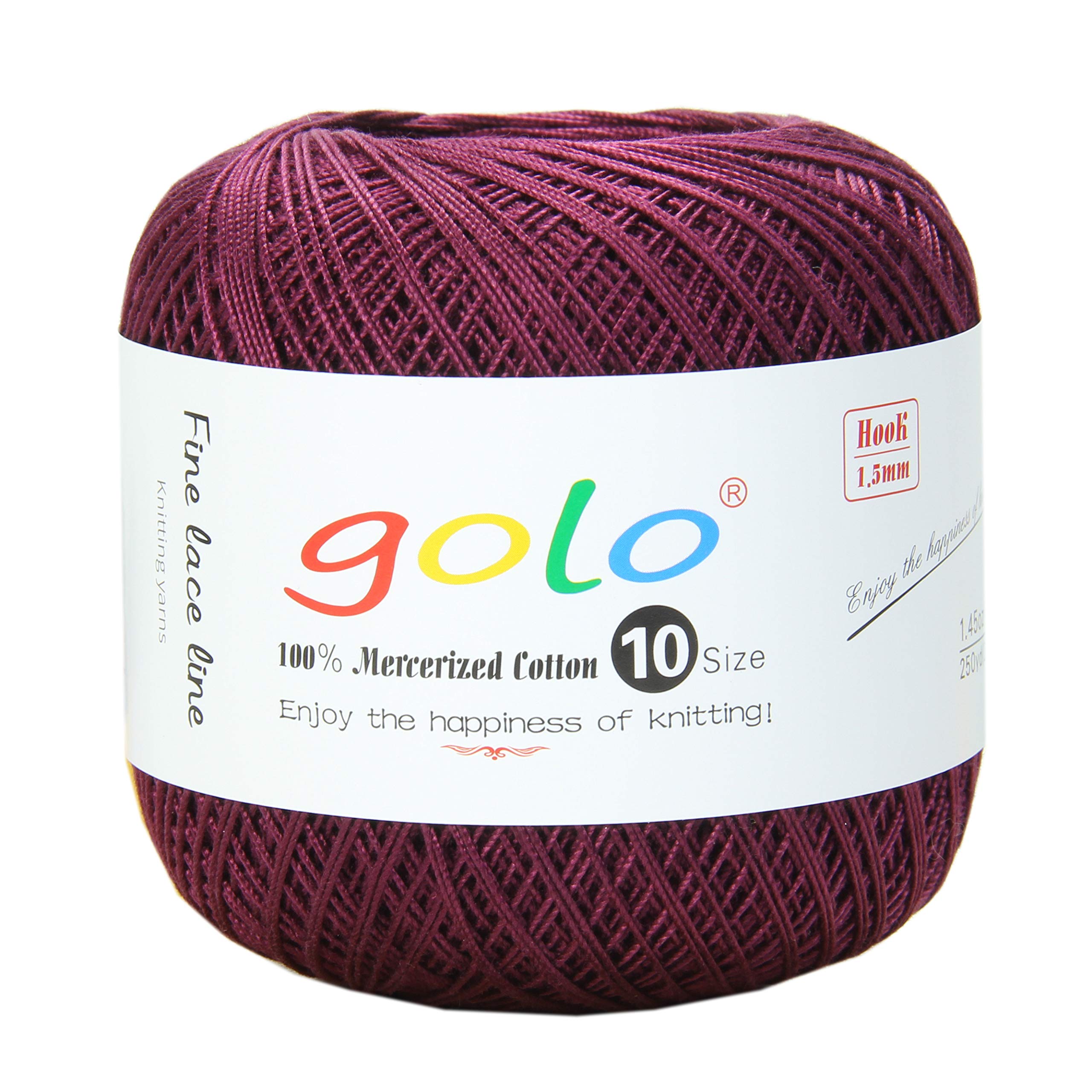 golo Cotton Crochet Thread Balls Size 10 Cotton Knitting Thread Yarn for Crochet Purplish red 757
