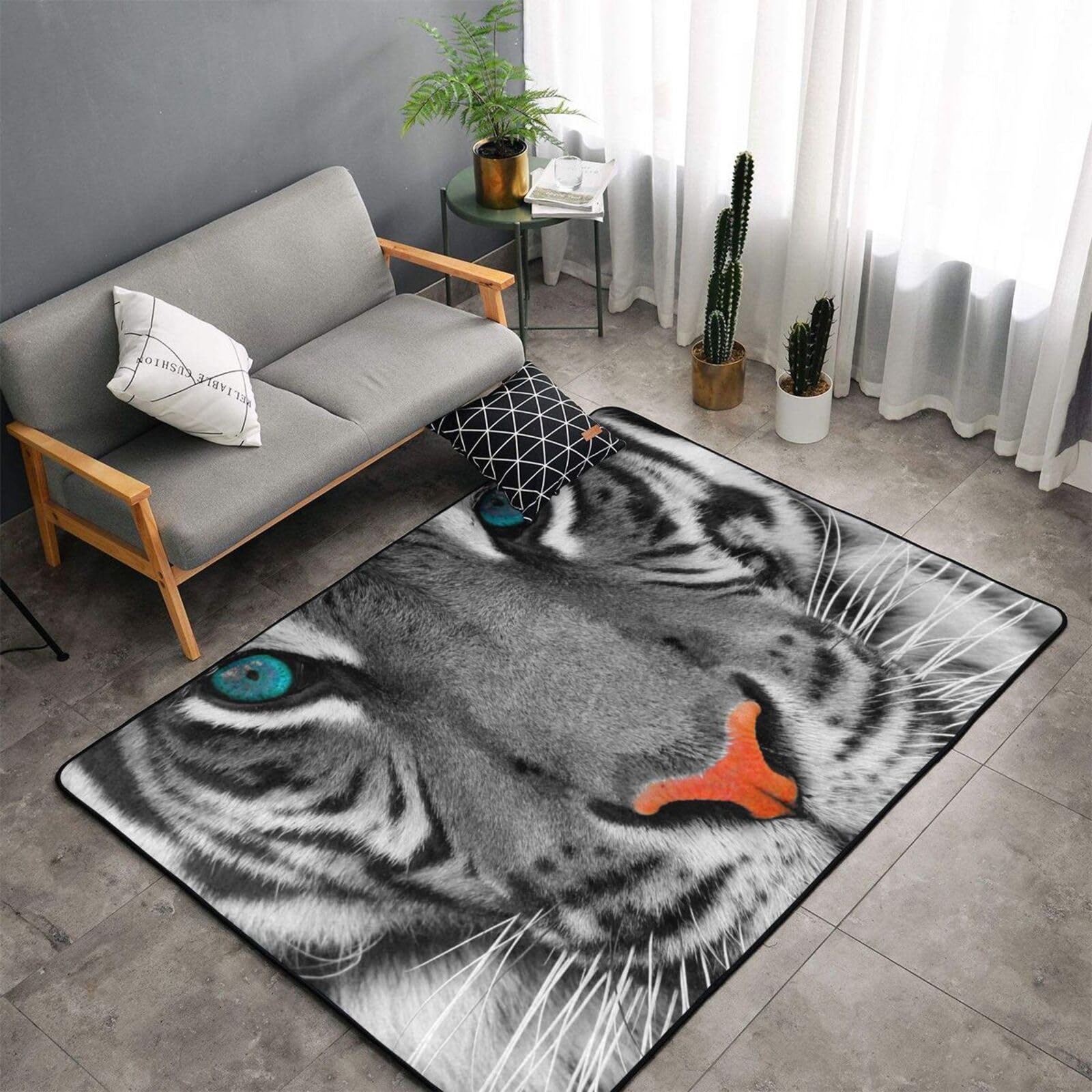 Amazon | 虎 トラ 動物 (2) カーペット 長方形 ラグマット ラグ 絨毯