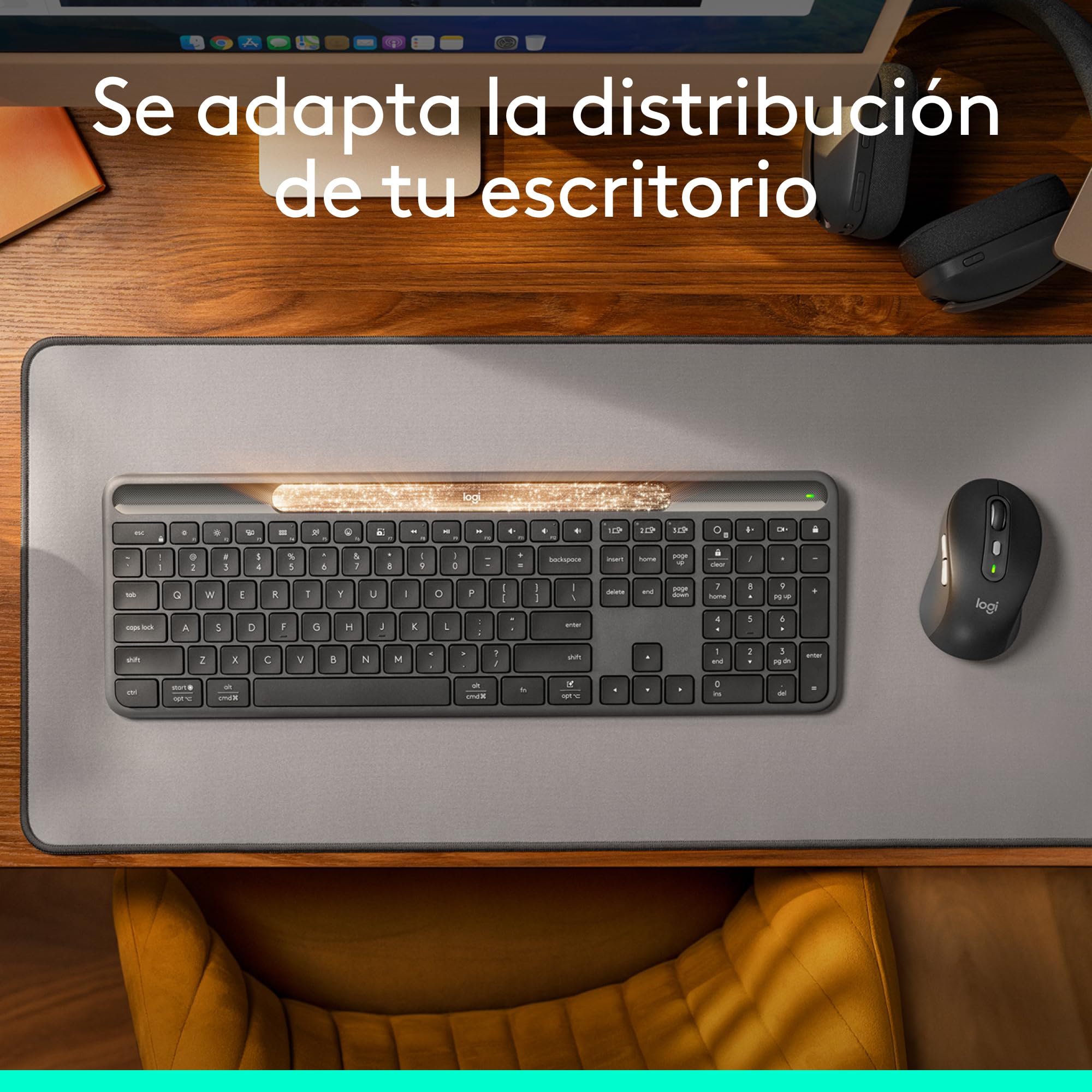 Logitech Signature Slim Solar+, Teclado inalámbrico Alimentado por luz Solar y Artificial, batería Duradera con una Vida útil de hasta 10 años, Teclas Personalizables, Bluetooth, QWERTY ESP - Grafito
