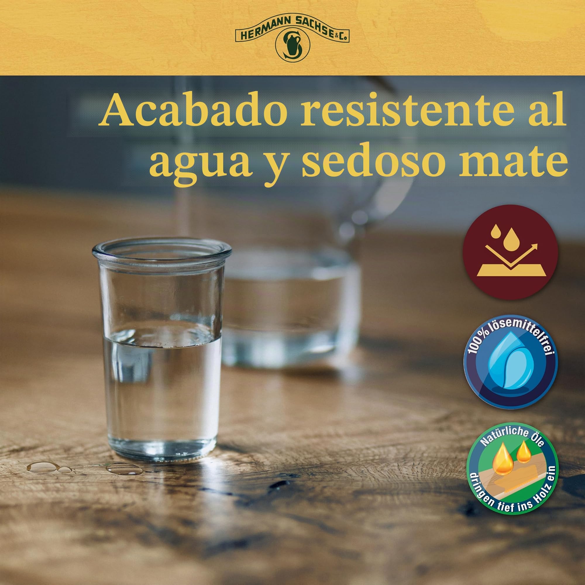 Hermann Sachse Aceite para madera que necesita este aceite duro, para encimeras, muebles para mesas, muebles, aceite de linaza, protección de madera en interiores (2,5 litros)