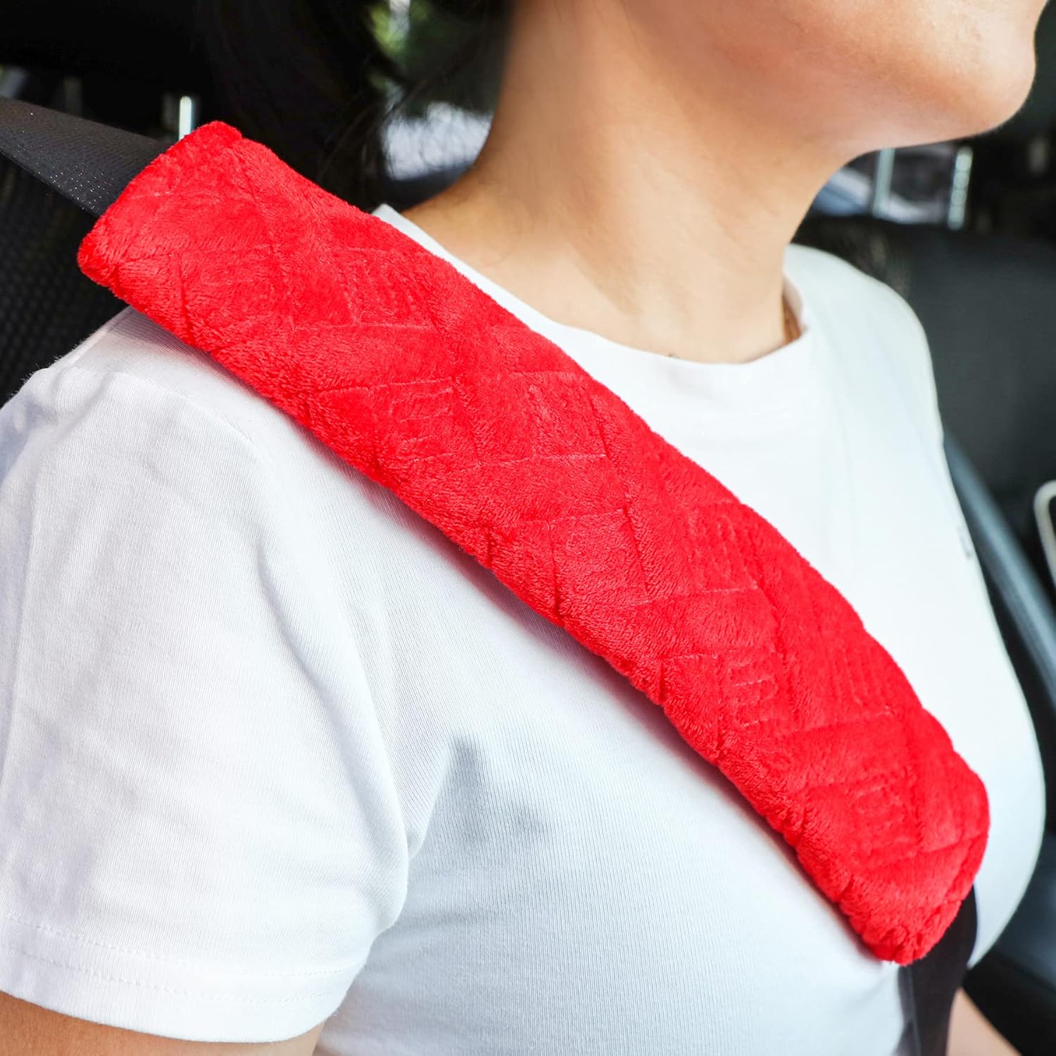 JUSTTOP 2-Pack Universal Car Seat Belt Pads Cover for A More Comfortable Driving, Seat Belt Shoulder Strap Covers Harness Pad for Car/Bag(Deep Pink) : Automotive