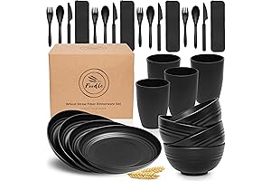 FOODLE Unbreakable Wheat Straw 4 Person Table and Chair Set