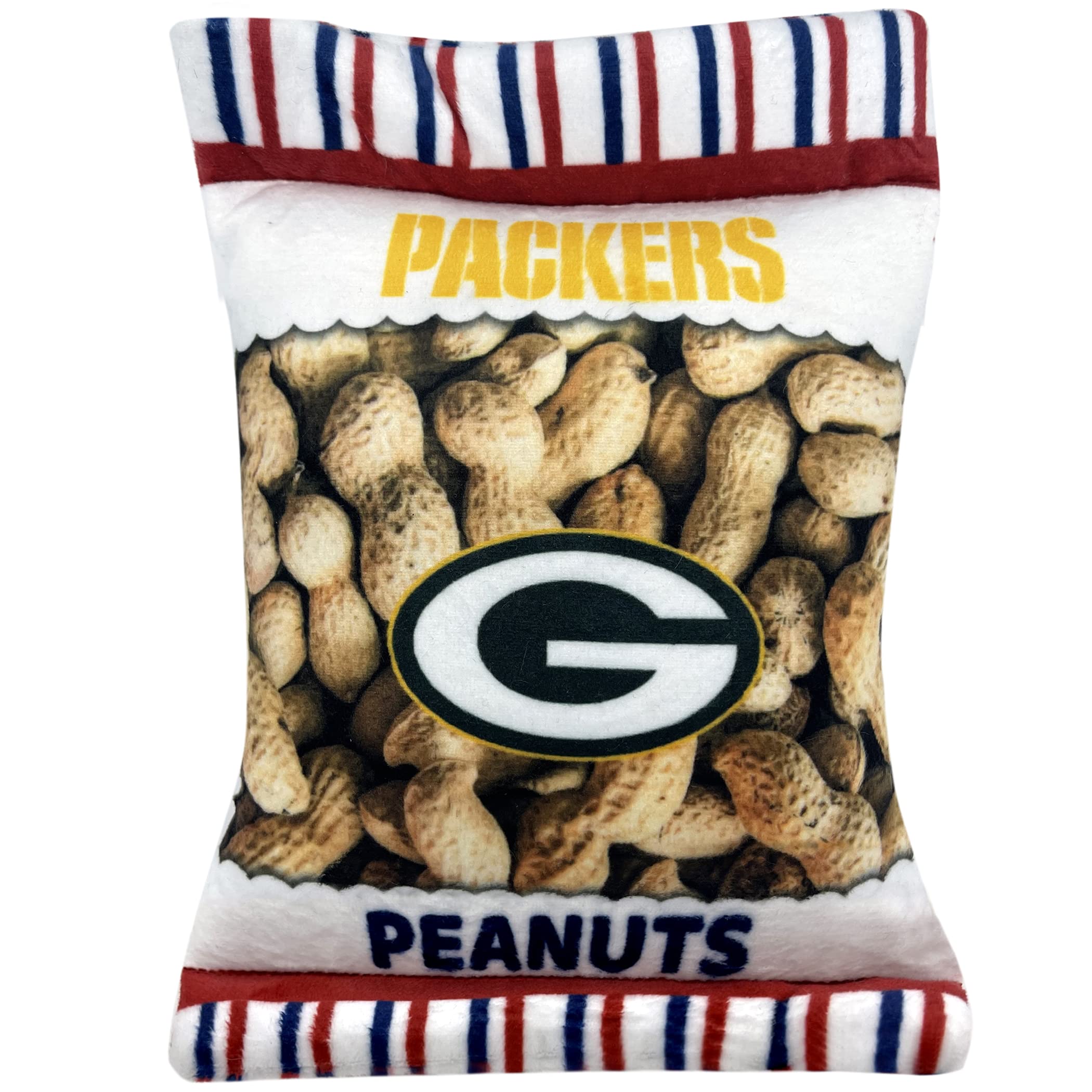 NFL Green Bay Packers Crinkle FINE Plush Dog & CAT Squeak Toy - Cutest Stadium Peanuts Snack Plush Toy for Dogs & Cats with Inner Squeaker & Beautiful