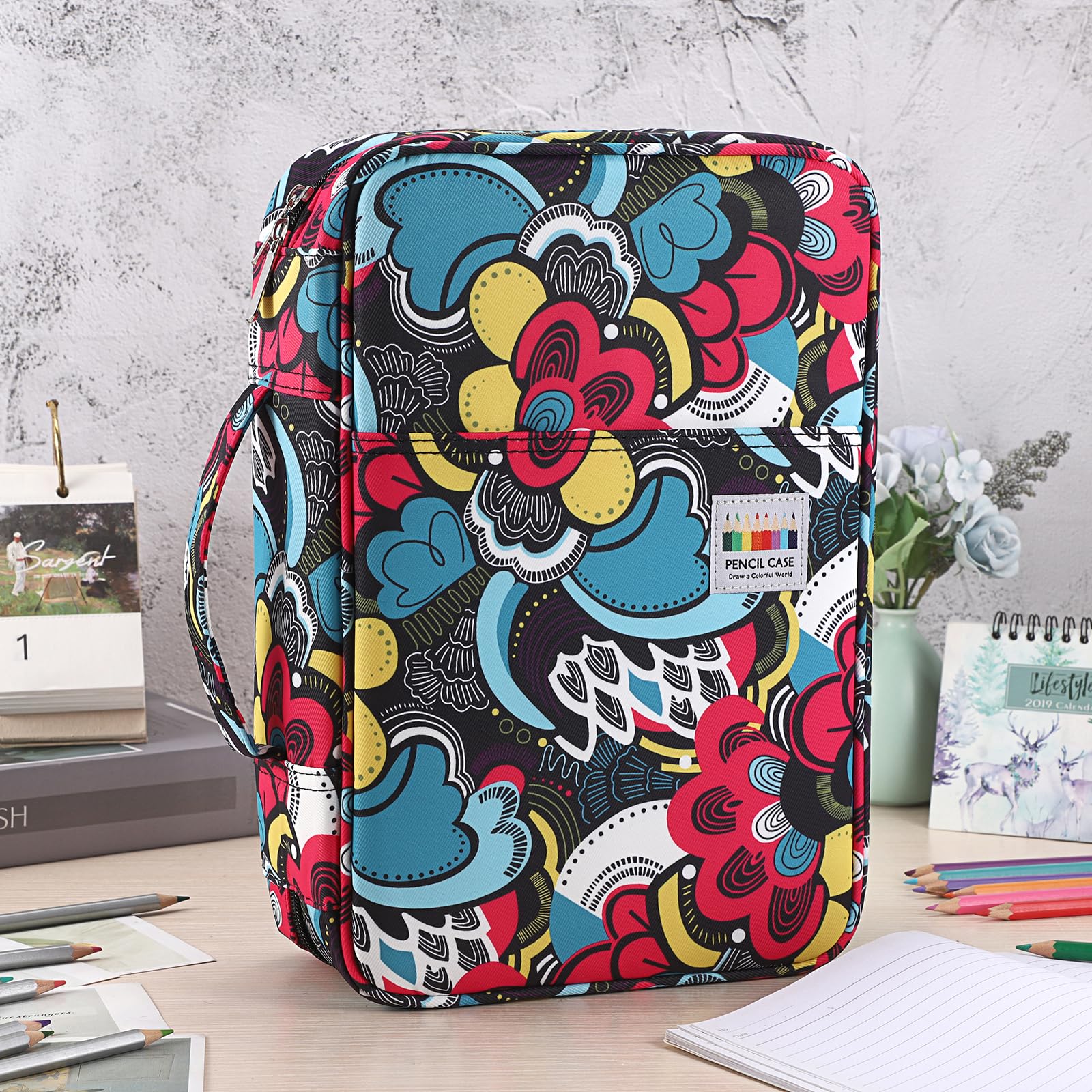 SUMTREE 300 Federmäppchen für Bleistifte/Stifte/Filzstifte für Schule und Büro, mit großem Fassungsvermögen, mehrfarbig, 33.5cm x 11cm x 23.5cm, Federmäppchen