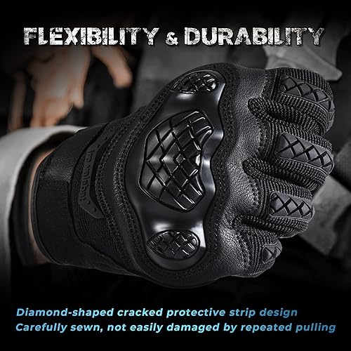 Miniatura 4 de Guantes tácticos de motocicleta para hombre, almohadillas antideslizantes para pantalla táctil, protectores de goma