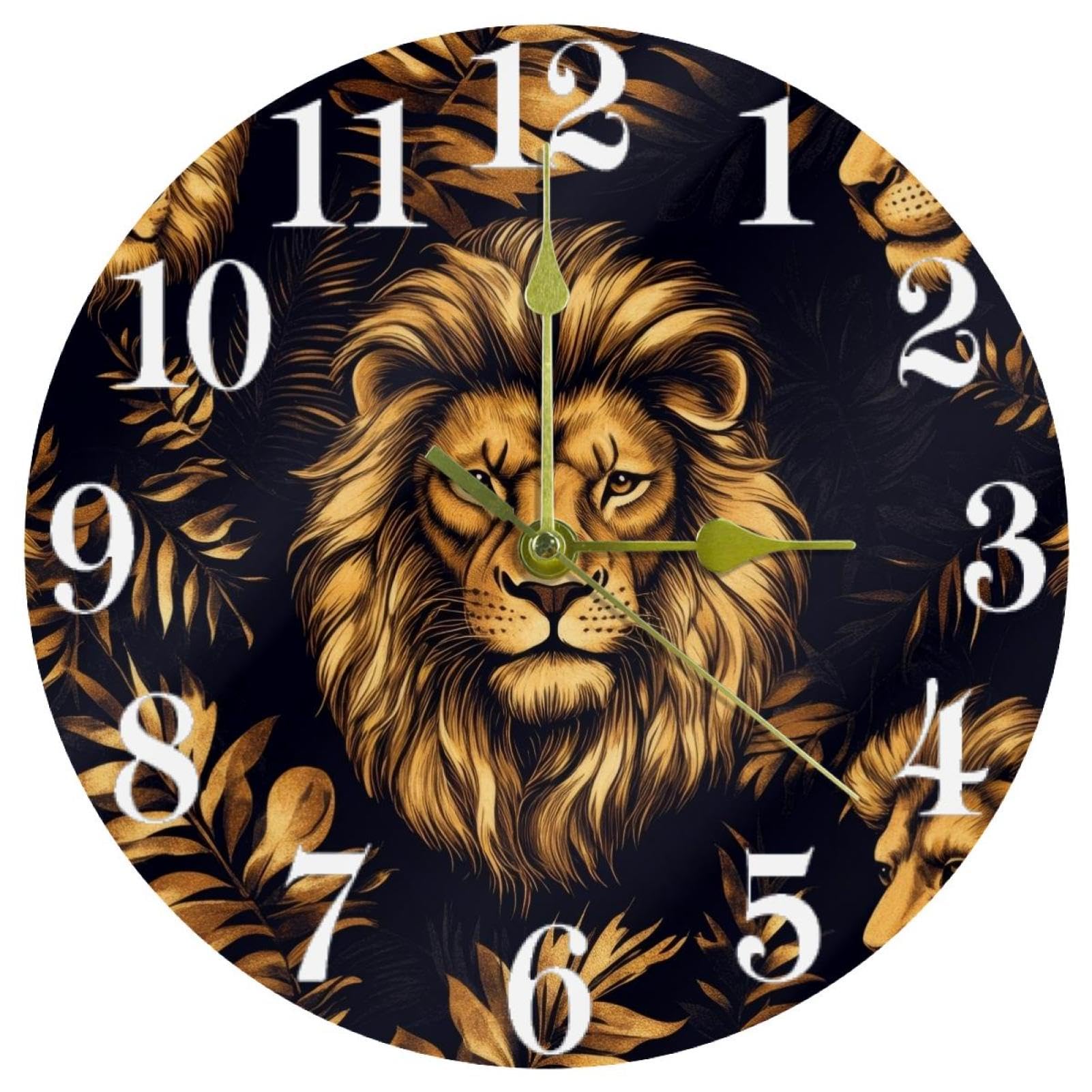 Horloge murale ronde à quartz silencieuse dorée pour le bureau