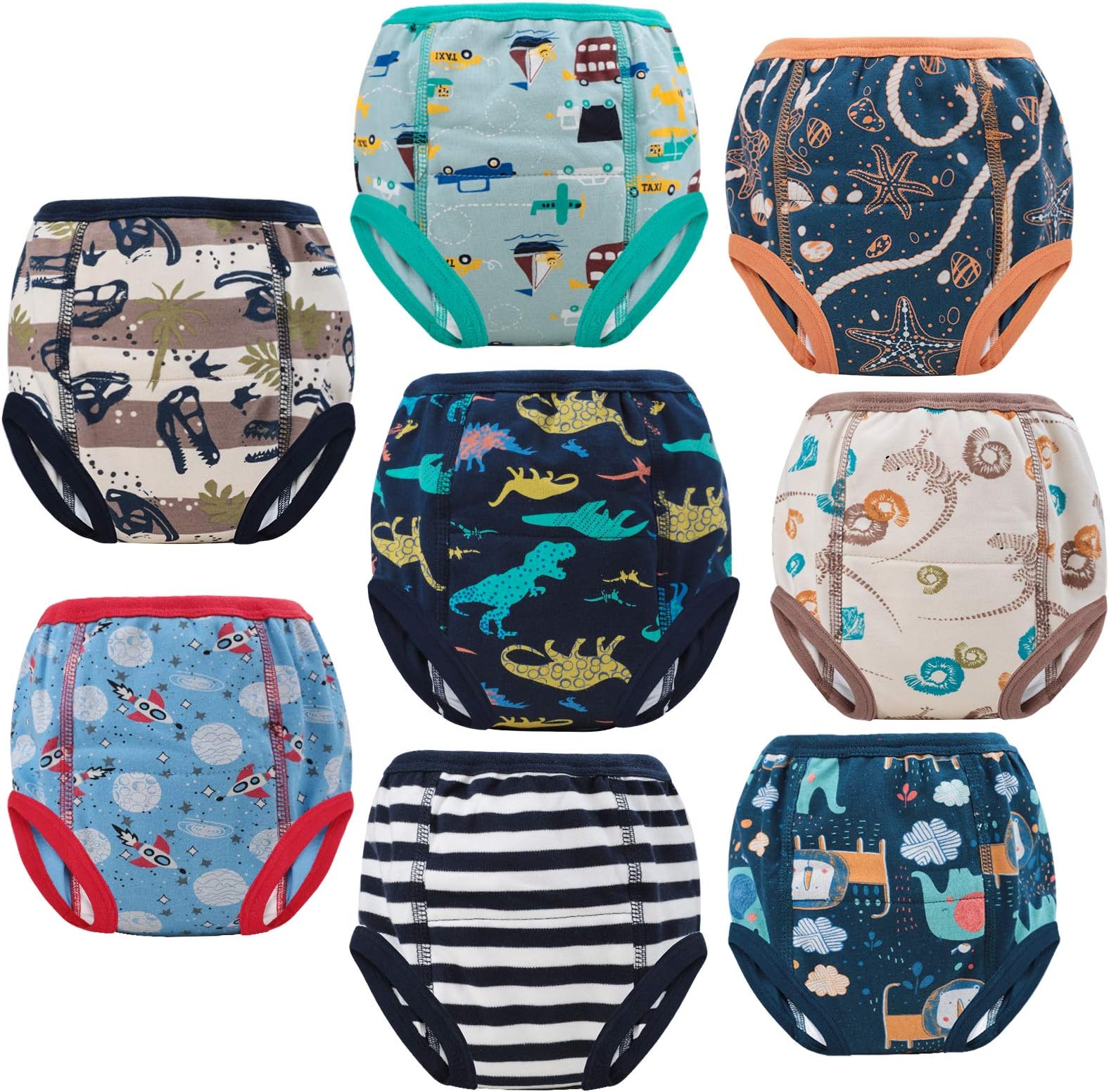 MooMoo Baby 8 Packs Toddler Training Underwear for Boy and Girls Strong Absorbent Cotton Training Pants 2-7T