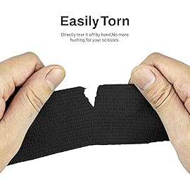 FRESINIDER 9 Rolls Self Adhesive Wrap Athletic Tape Gauze, Breathable Elastic Cohesive Bandage for Sports Injury & Pet (7 Pcs 2 x 5 Yards + 2 Pcs 1 X 5 Yards) (Black)