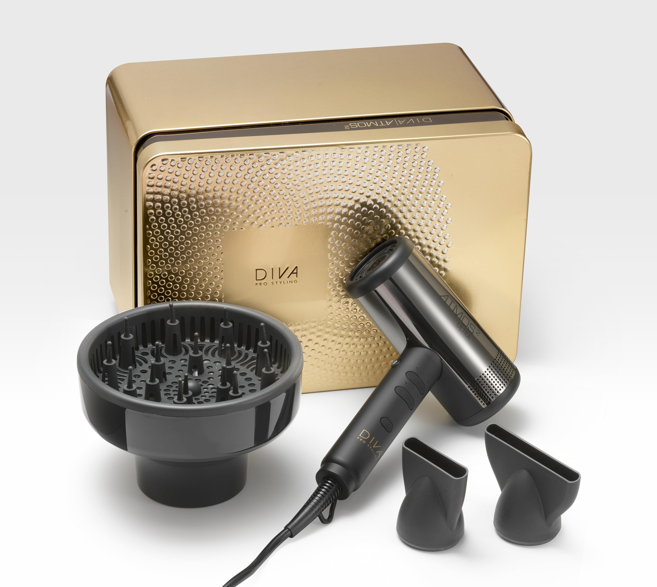 Diva Pro Styling Atmos 2 Ultra | Séchoir professionnel léger pour salon | Moteur numérique sans balais nouvelle génération