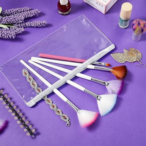 Miniatura 27 de Marspark 100 sobres de plástico de polietileno, pequeños sobres transparentes con cremallera, bolsas para lápices A6 a granel para dinero