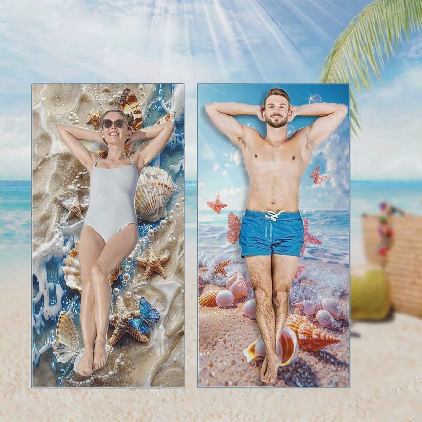Ręcznik plażowy, ręczniki plażowe z mikrofibry, szybkoschnące lekkie ręczniki podróżne bez piasku, duży ręcznik kąpielowy dla dorosłych 100 x 220 cm, do pływania na basen, jogę, siłownię, kemping