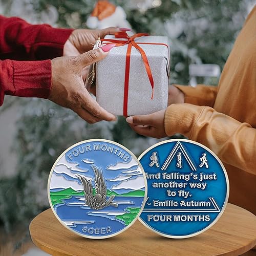Miniatura 7 de Moneda de sobriedad de 4 meses con chips AA y medallones de cuatro meses, regalos de sobriedad para hombres y mujeres, alcohólicos anónimos, regalo