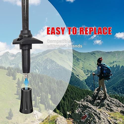 Miniatura 6 de Paquete de 12 puntas de goma para bastón de senderismo, protectores de punta de bastón de senderismo de repuesto para bastones de senderismo