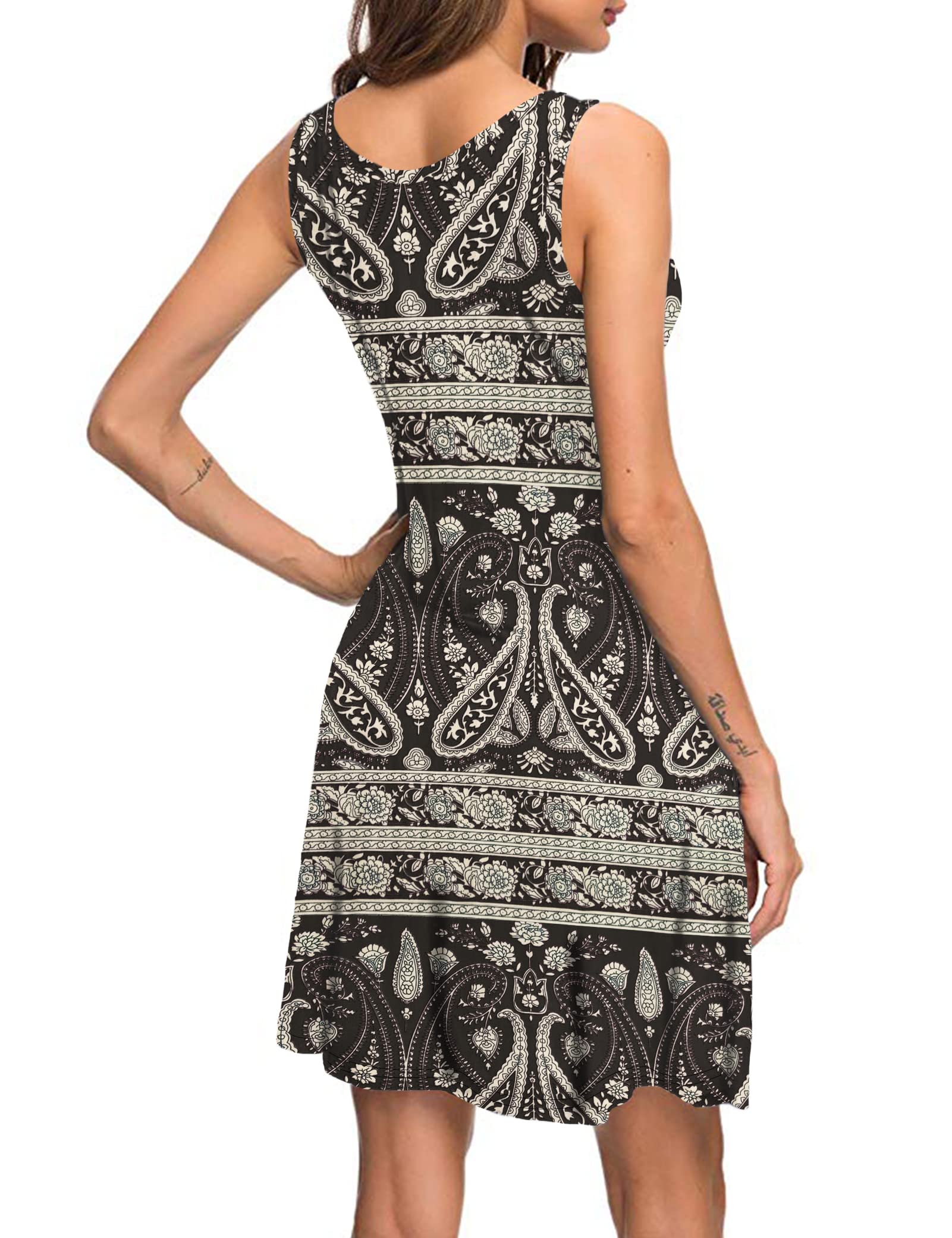WNEEDU Abito Donna Estivo Copricostume Vestiti Estivi Corti con Scollo a V Semplice Casual Mare Prendisole con Tasche