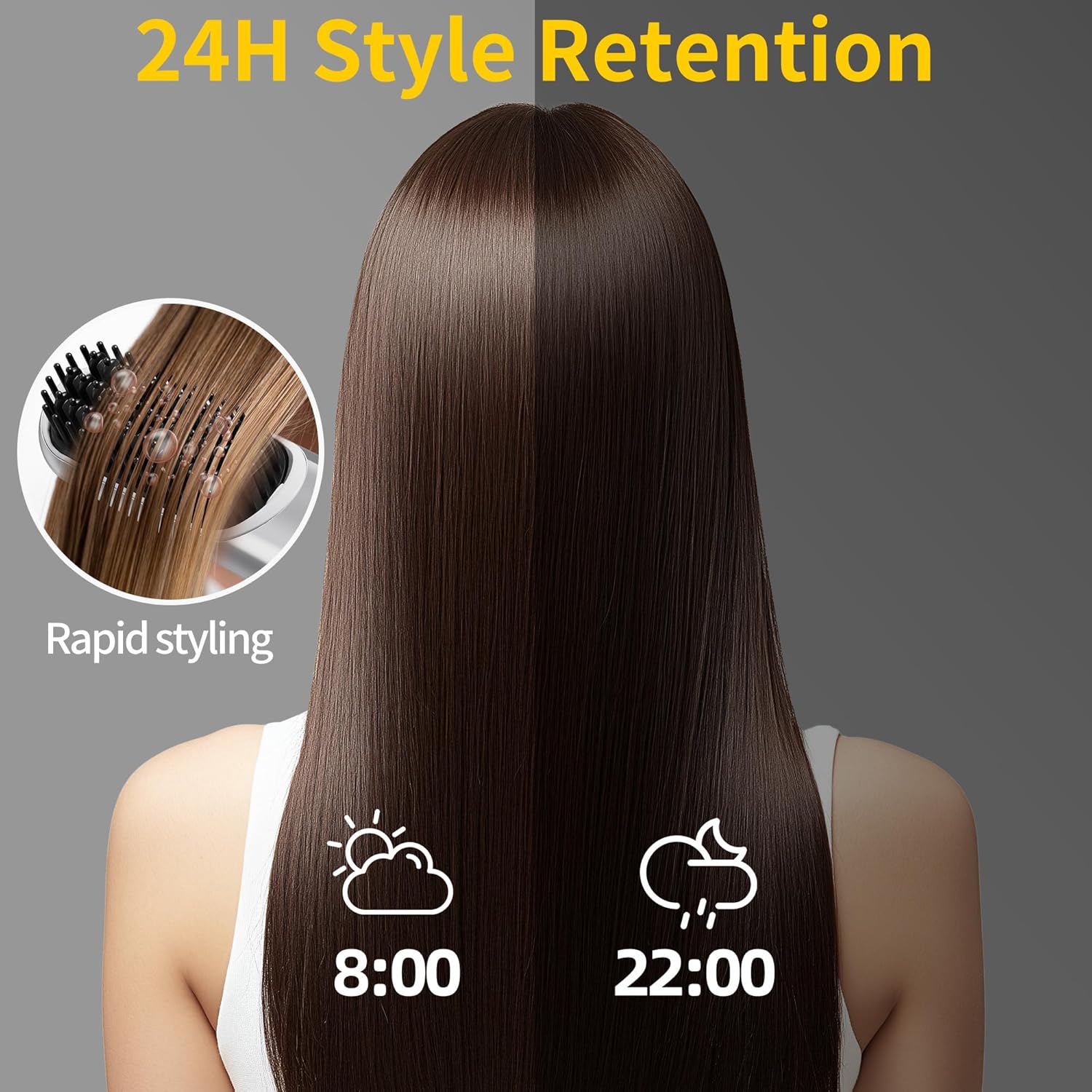 Cordless Hair Styling Brush 2-in-1 AI Smart Styler Fast Heat 30 Seconds USB Rechargeable Dual Power LCD Display Portable Travel Comb Includes Pouch (White) - Image 5