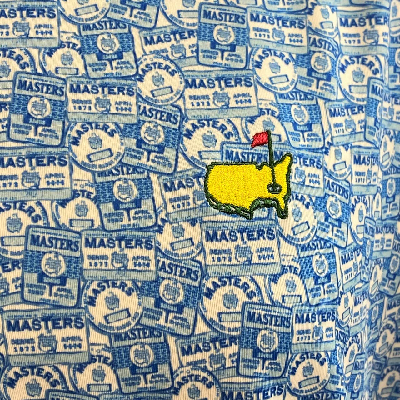 Authentic Masters Tech 2022 Men's Badge Design Performance Golf Shirt Polo - Blue