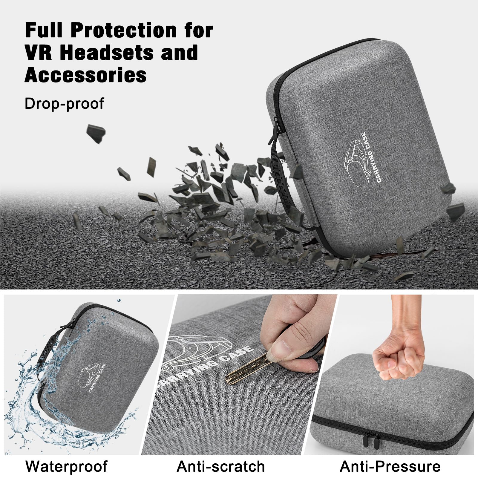 Jubor Borsa per Meta Quest 3S/3/2/Pico 4, Custodia da Viaggio Compatibile con Kiwi Design/BOBOVR Battery Elite Strap e Altri Accessori, Custodia da Trasporto con Porta di Ricarica