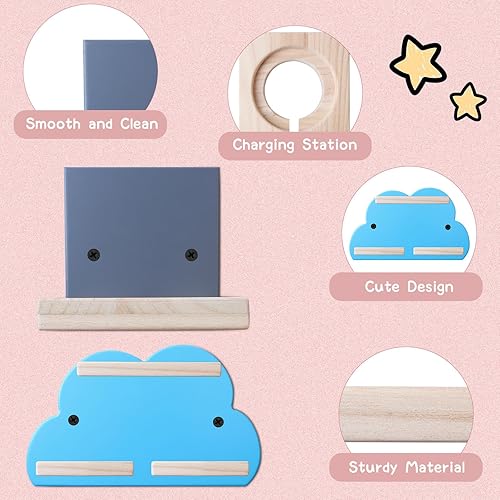 Miniatura 4 de Estante flotante magnético para Toniebox MP3 reproductor de audio, juego de estantes de pared de madera para Toniebox, estación de carga y figuras