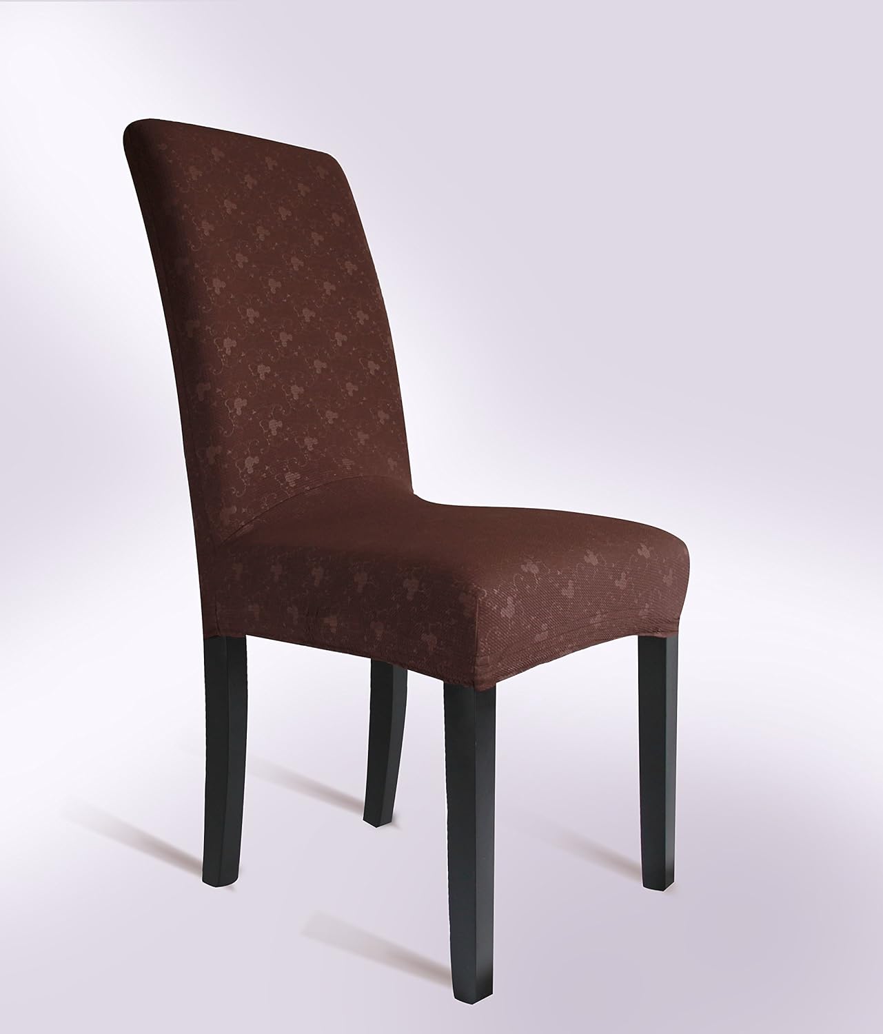 Embossed Seersucker Bubble Fabric Chair Covers Hotel Party Stretch Chair Cap Dining Chair Slipcover (2, Black)
