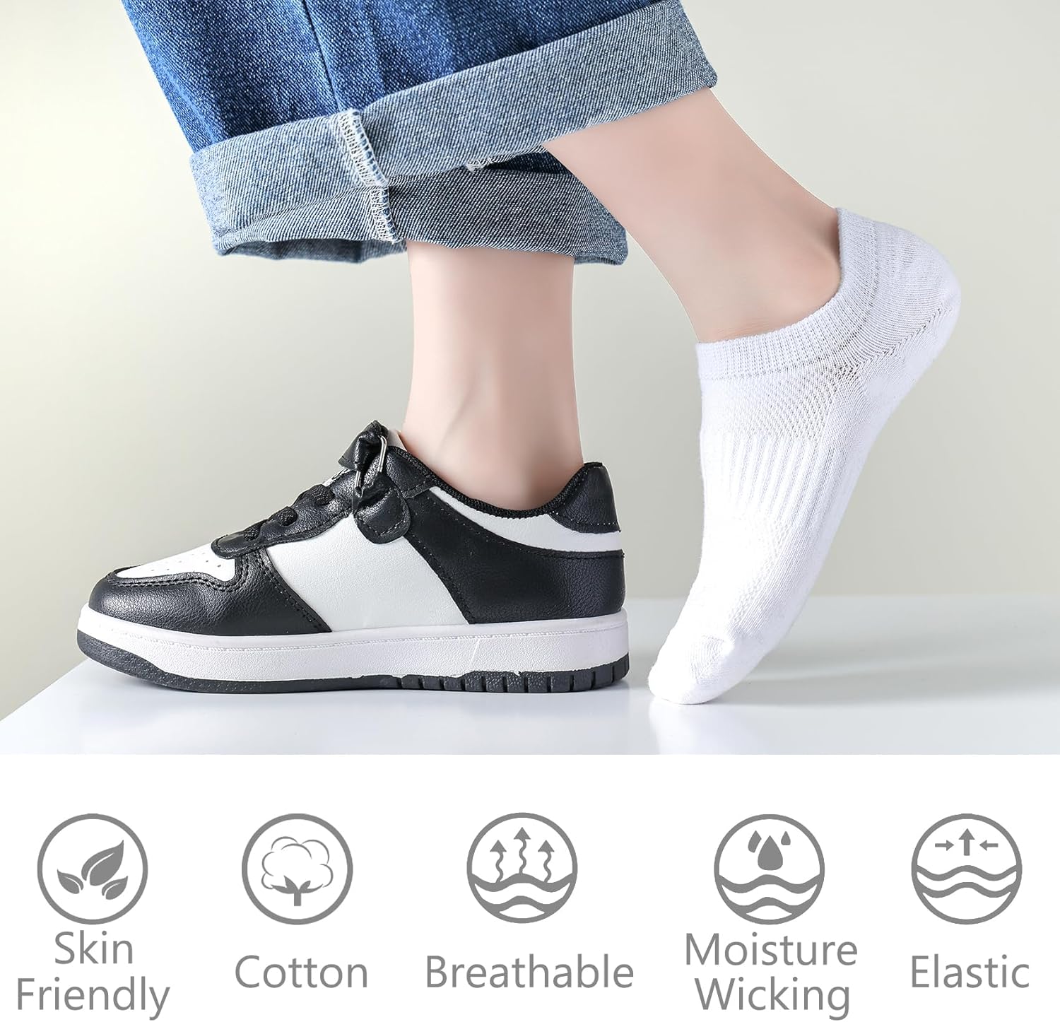 LO SHOKIM No Show Cotton Socks for Girls and Boys - Low Cut, Breathable, Non-Slip Short Socks for Kids - 5/10 Pairs - Image 6