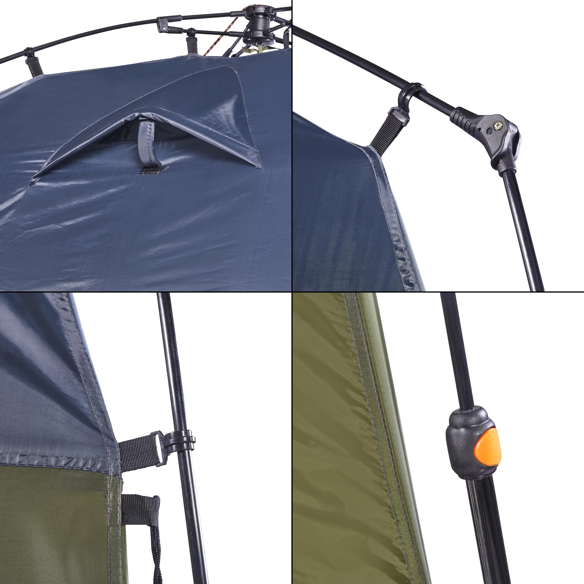 pro.tec Tente de Douche pour Camping Festivals Jardin avec Fenêtre Moustiquaire Poches de Rangement Impérméable Polyester Fibre de Verre 150 x 150 x 200 cm