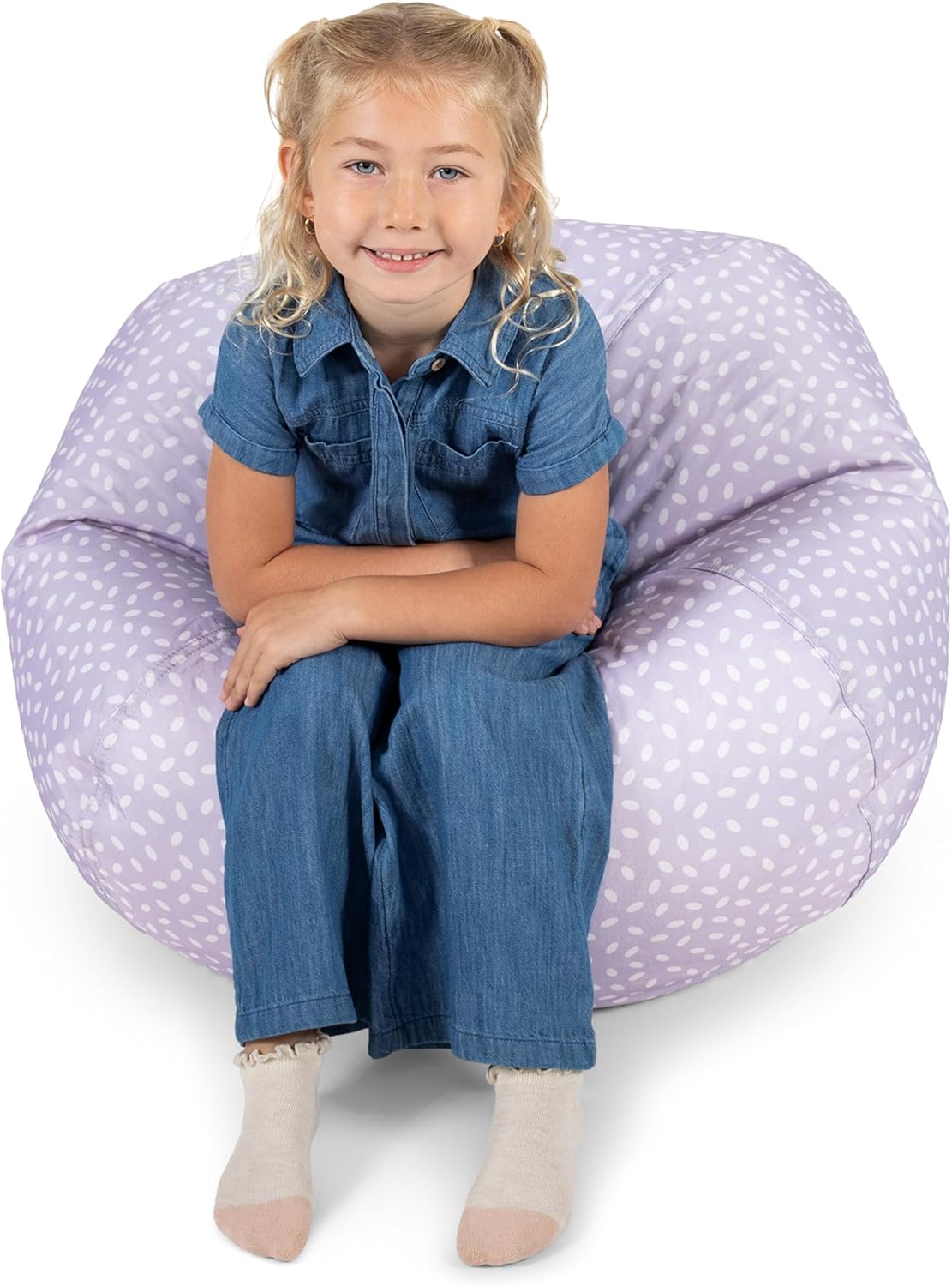 Big Joe Classic Bean Bag Chair for Kids Bedroom and Reading Nook, Easy-Clean Petal Pip Lilac, Durable Nylon Polyester Blend, 2 feet Refillable