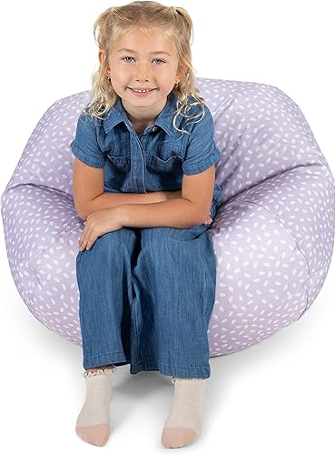 Big Joe Classic Bean Bag Chair for Kids Bedroom and Reading Nook, Easy-Clean Petal Pip Lilac, Durable Nylon Polyester Blend, 2 feet Refillable Petal