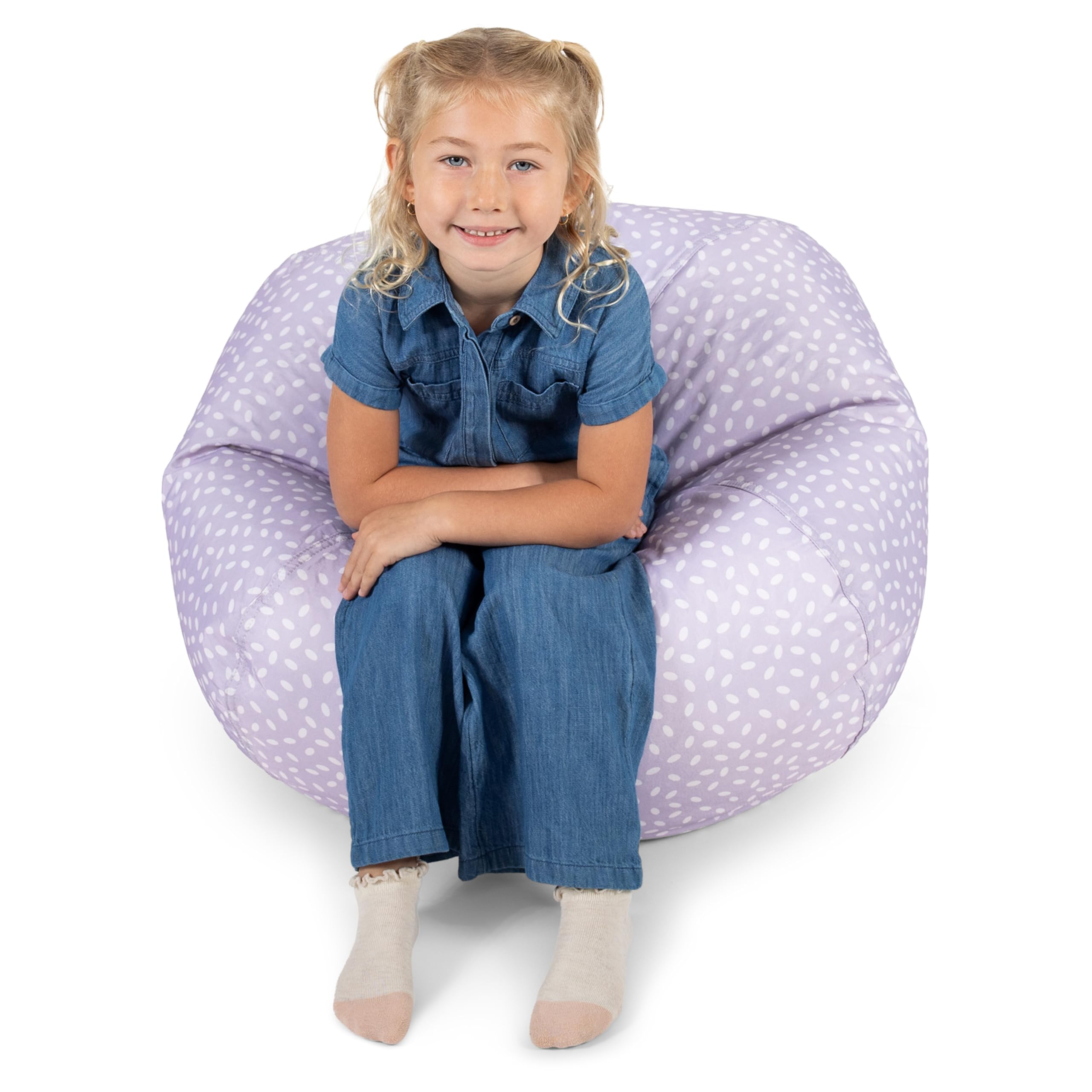 Big Joe Classic Bean Bag Chair for Kids Bedroom and Reading Nook, Easy-Clean Petal Pip Lilac, Durable Nylon Polyester Blend, 2 feet Refillable