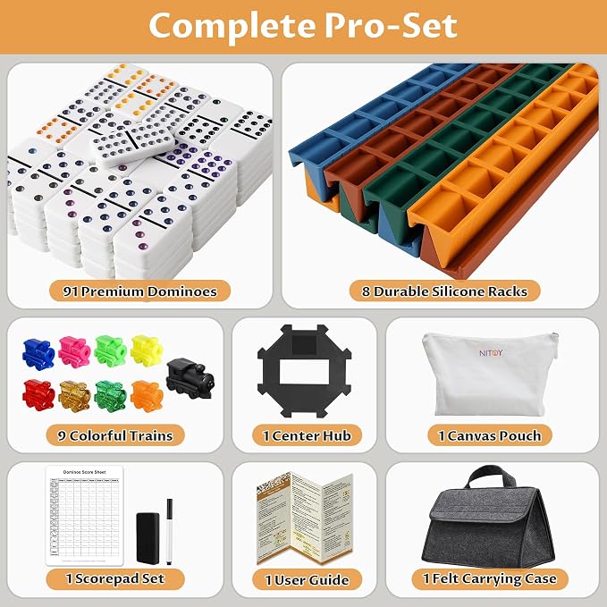 Mexican Train Dominoes Set juego de mesa clásico miniatura 4