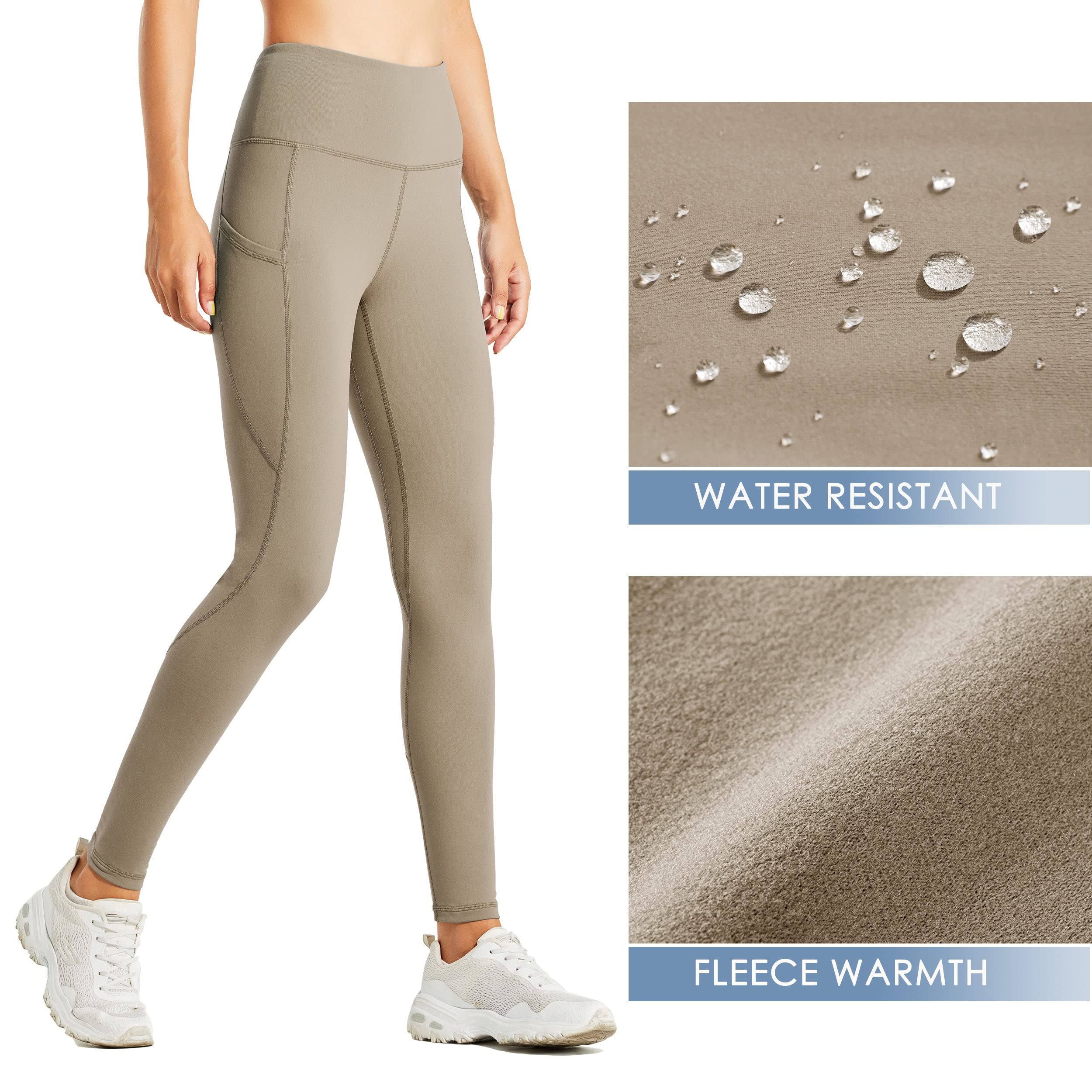 WILLIT Women's Fleece Lined Leggings Water Resistant Winter Pants Thermal High Waisted Yoga Hiking Running Tights Pockets