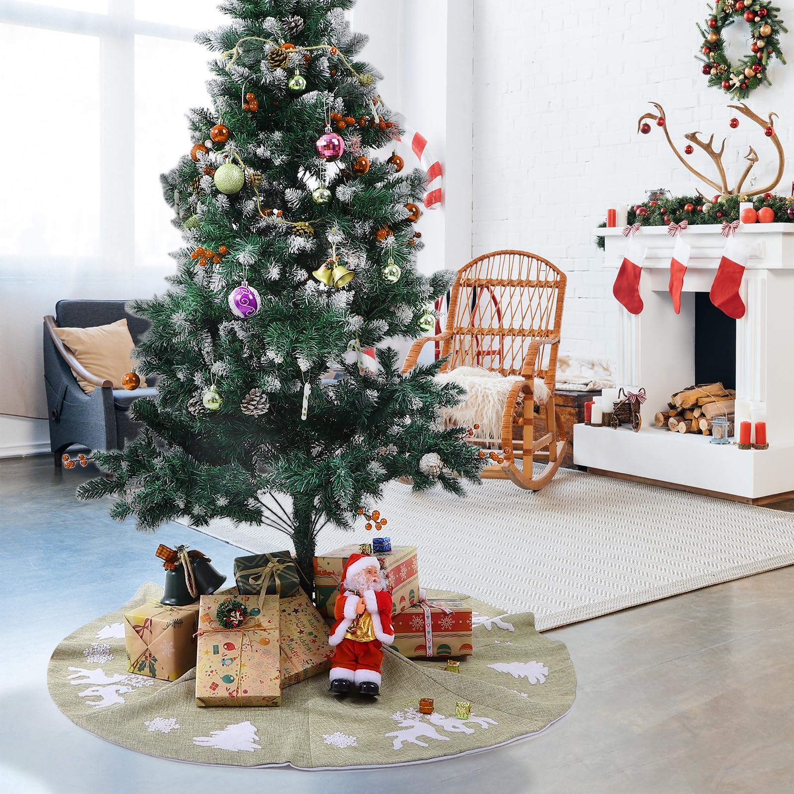 BESPORTBLE Christbaumständer Teppich - Weihnachtsbaum Decke, Baumdecke Baumrock Jute Leinen Weihnachtsbaum Rock Unterlage Tannenbaumdecke Weihnachtsbaum Teppich Christbaum Weihnachtsdeko