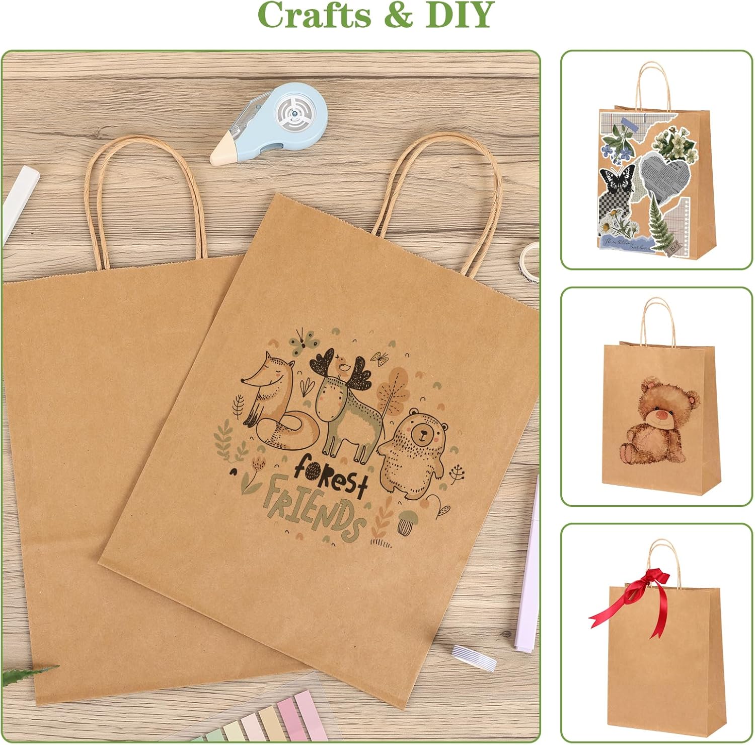 OUTUXED 100pcs 10x5x13in Brown Paper Bags Kraft Large Paper Gift Bags with Handles Bulk for Business, Shopping, Grocery, Retail, Birthday Wedding Party Favor, Merchandise - Image 4